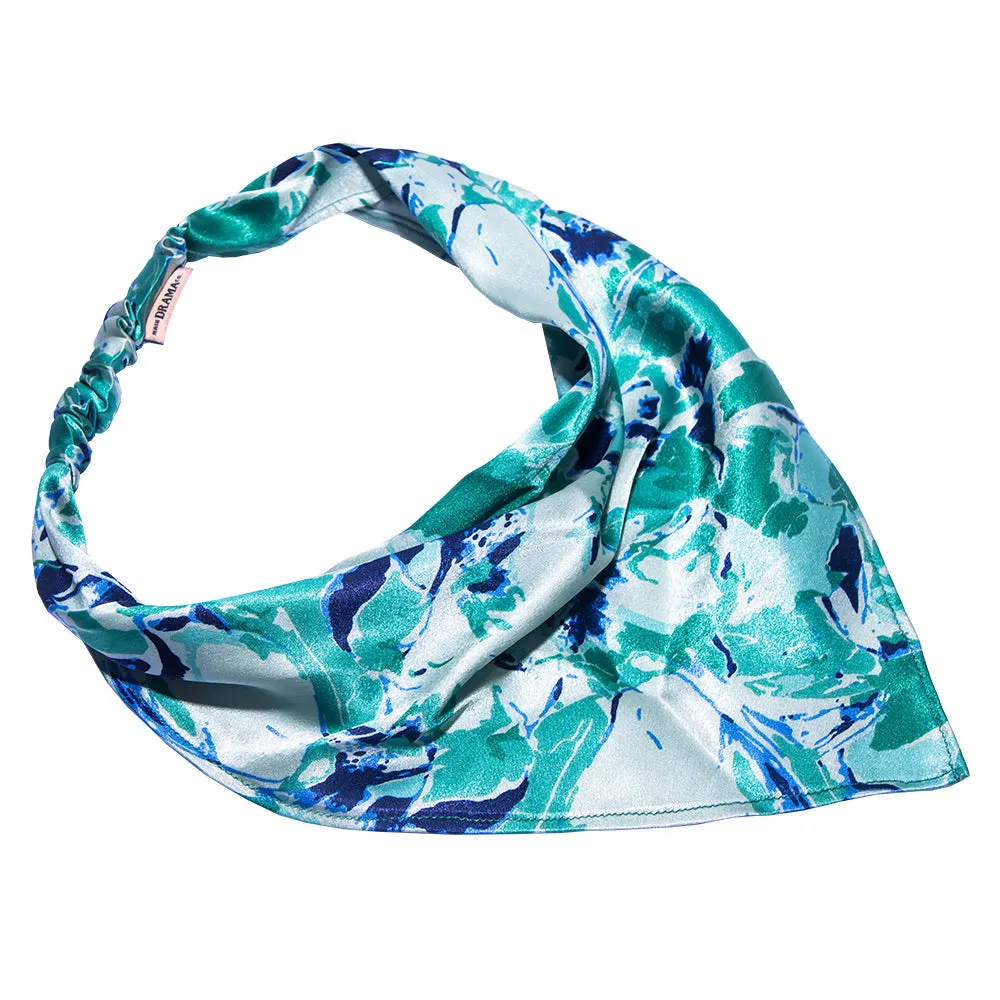 Abstract Headscarf Headband with elastic - Green