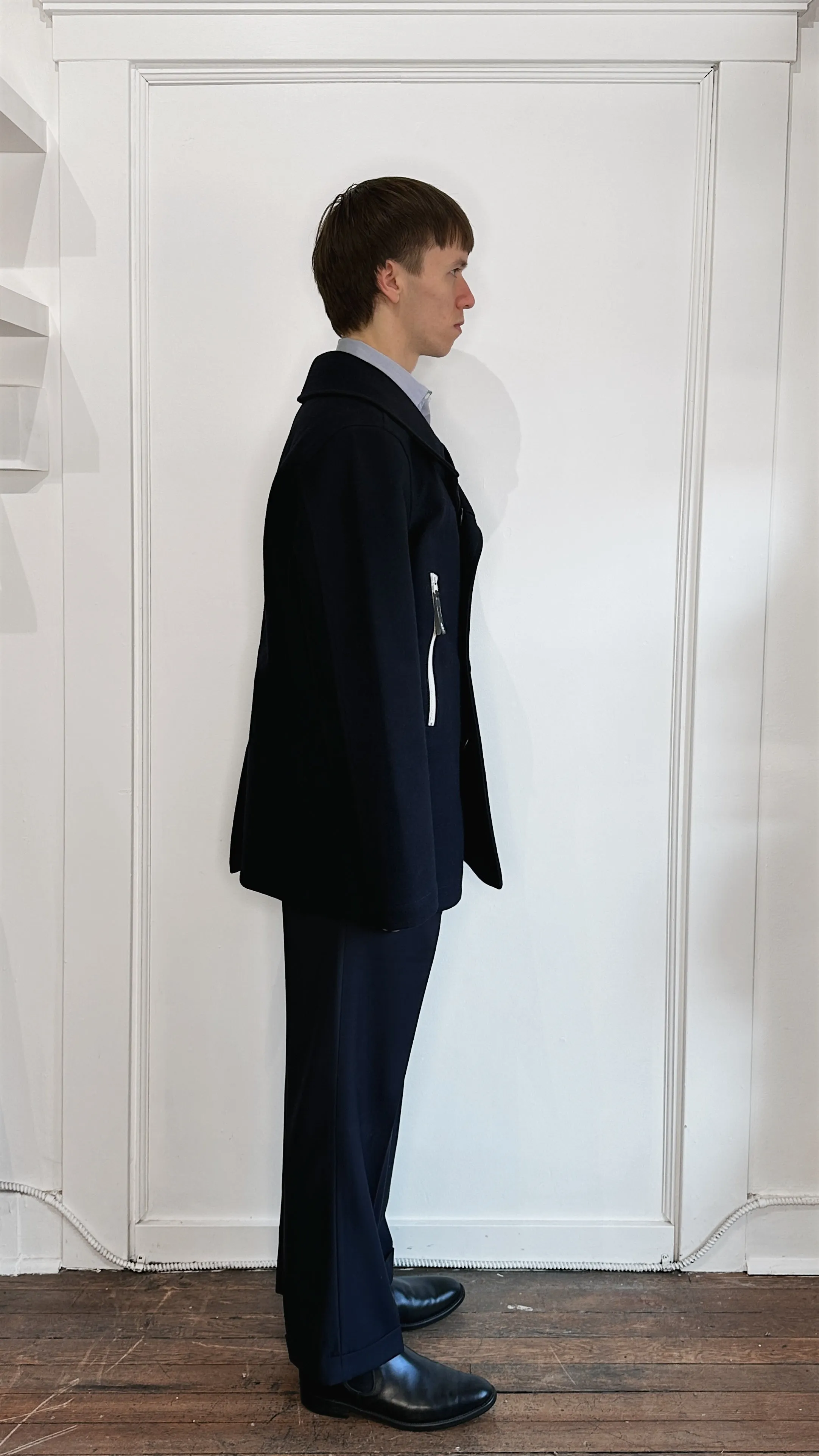 Adidas x Neighborhood Navy Blue Wool Peacoat Large