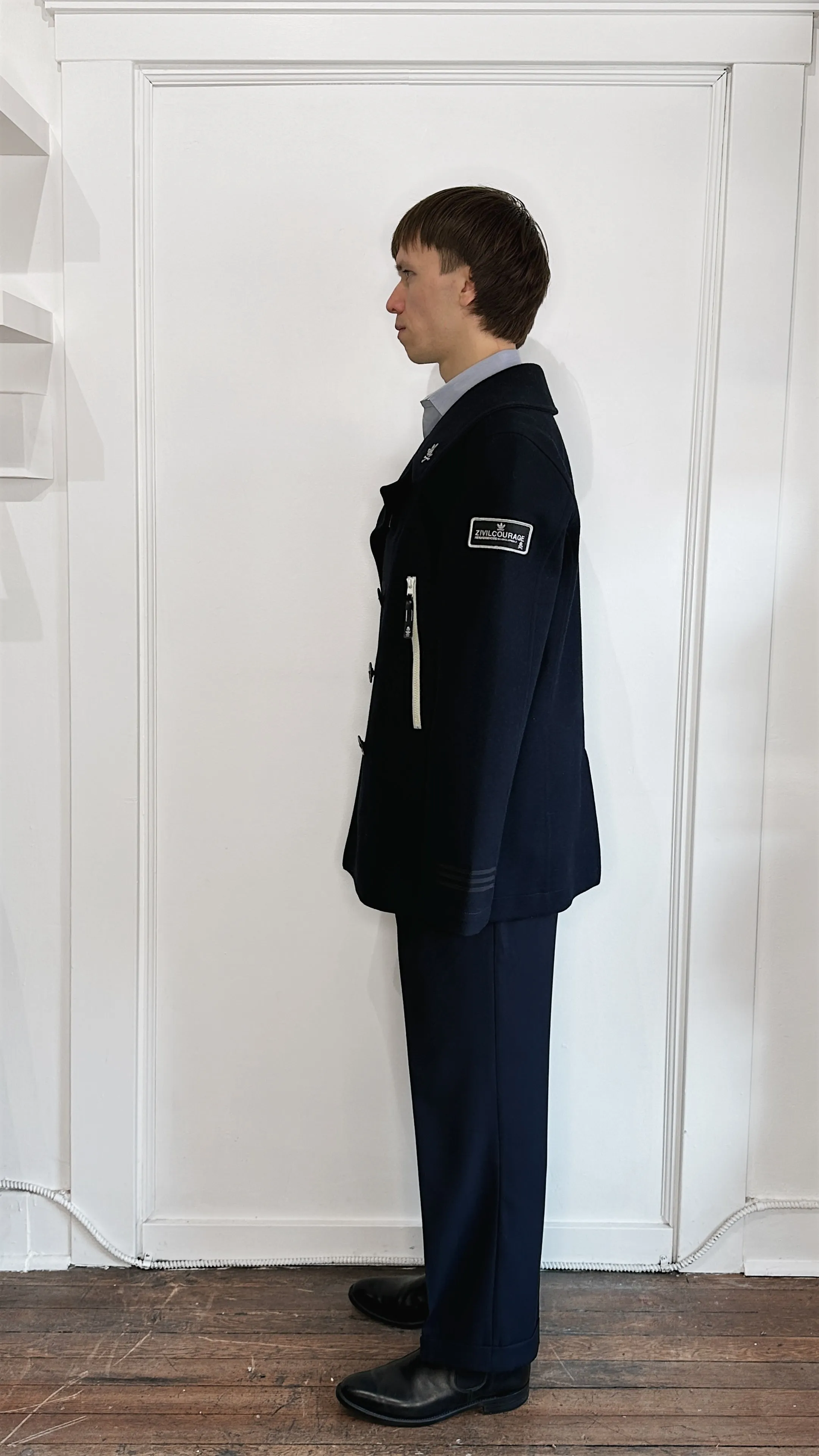 Adidas x Neighborhood Navy Blue Wool Peacoat Large