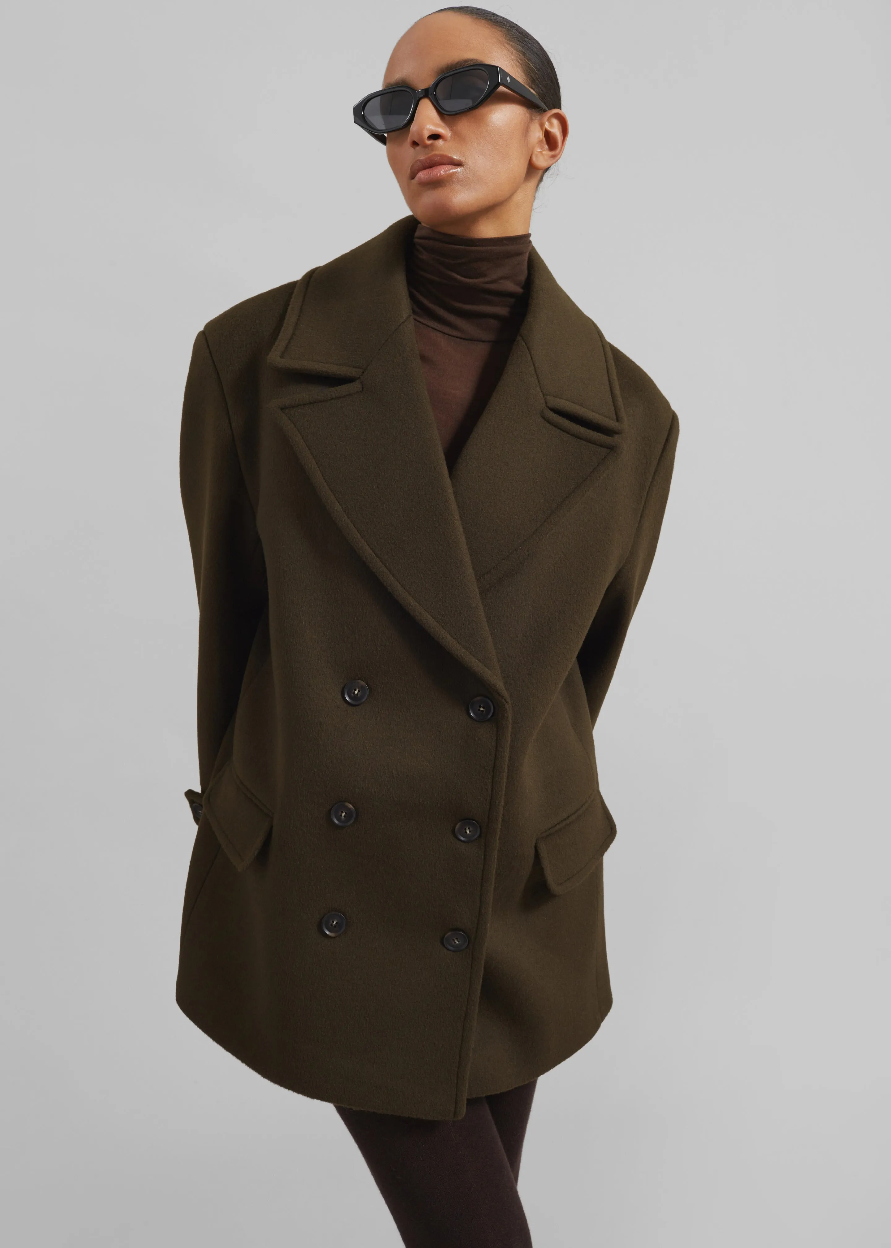 Althorp Wool Peacoat - Khaki Brown