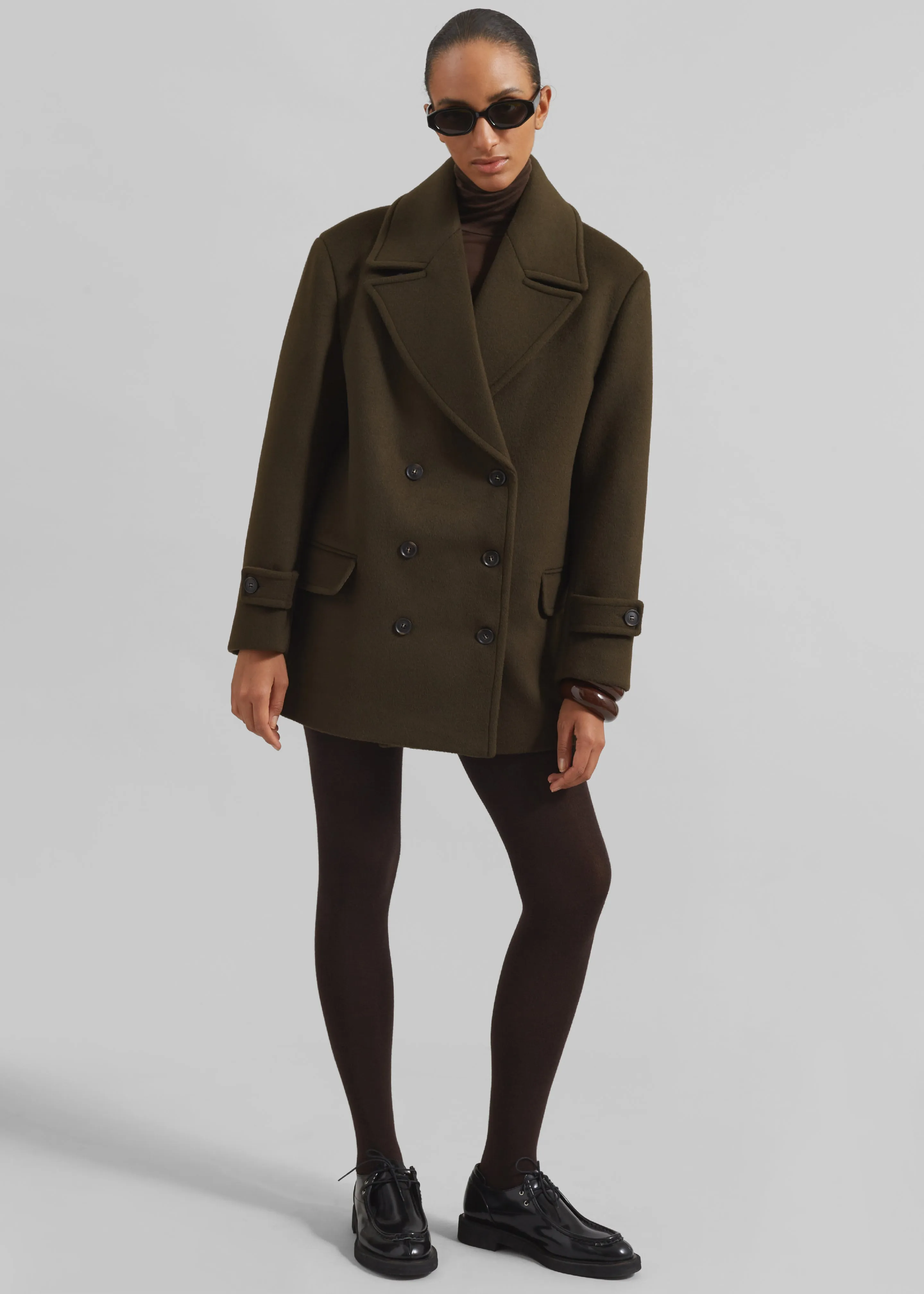 Althorp Wool Peacoat - Khaki Brown