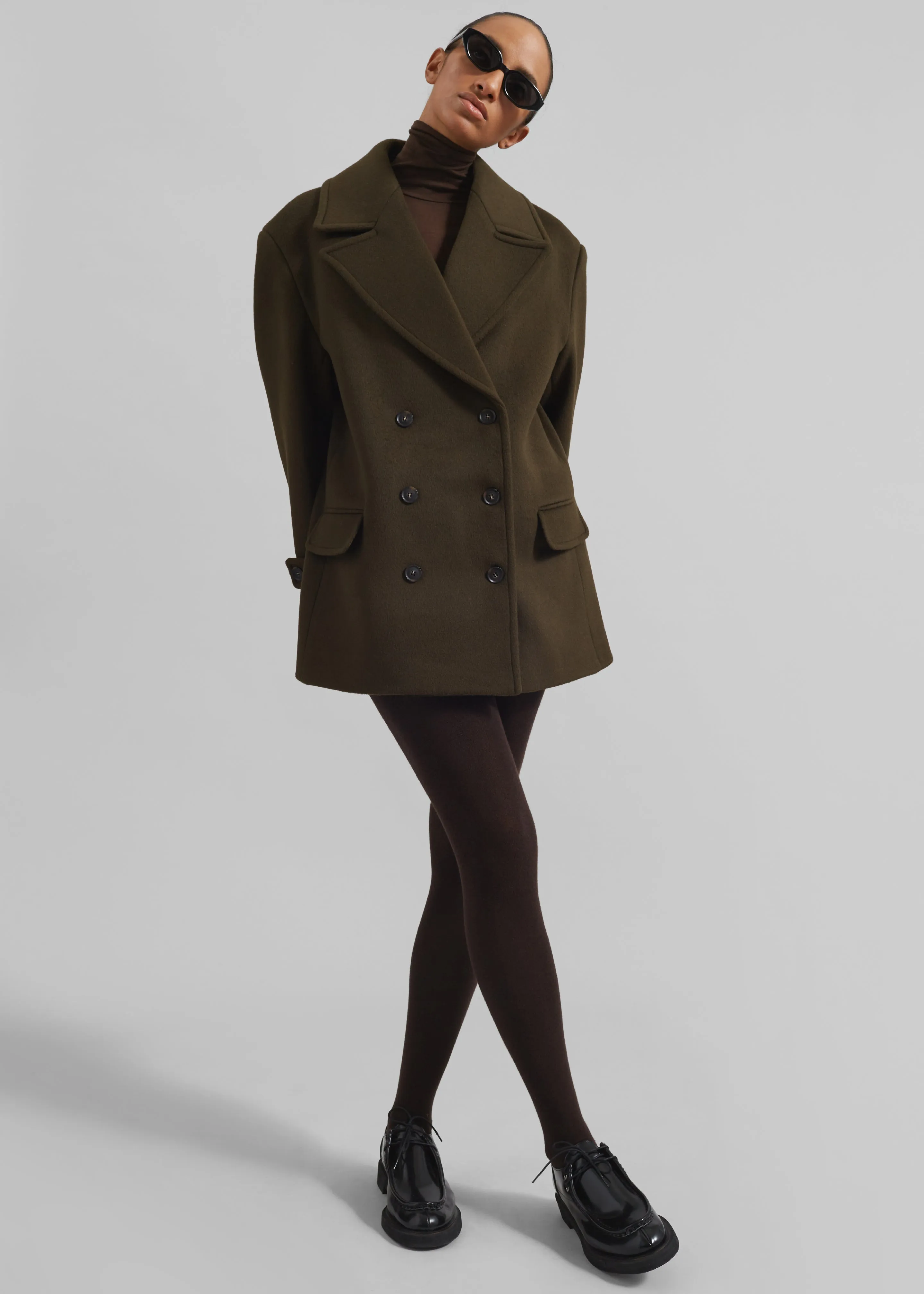 Althorp Wool Peacoat - Khaki Brown