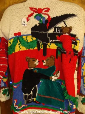 Amazing 2sided 80s BEST Light Up Ugly Xmas Sweater
