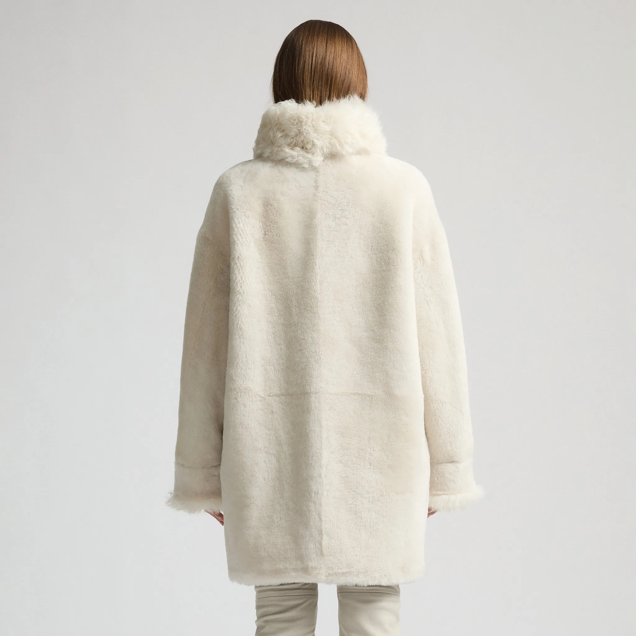 Anastasia Reversible Shearling Coat - Milk