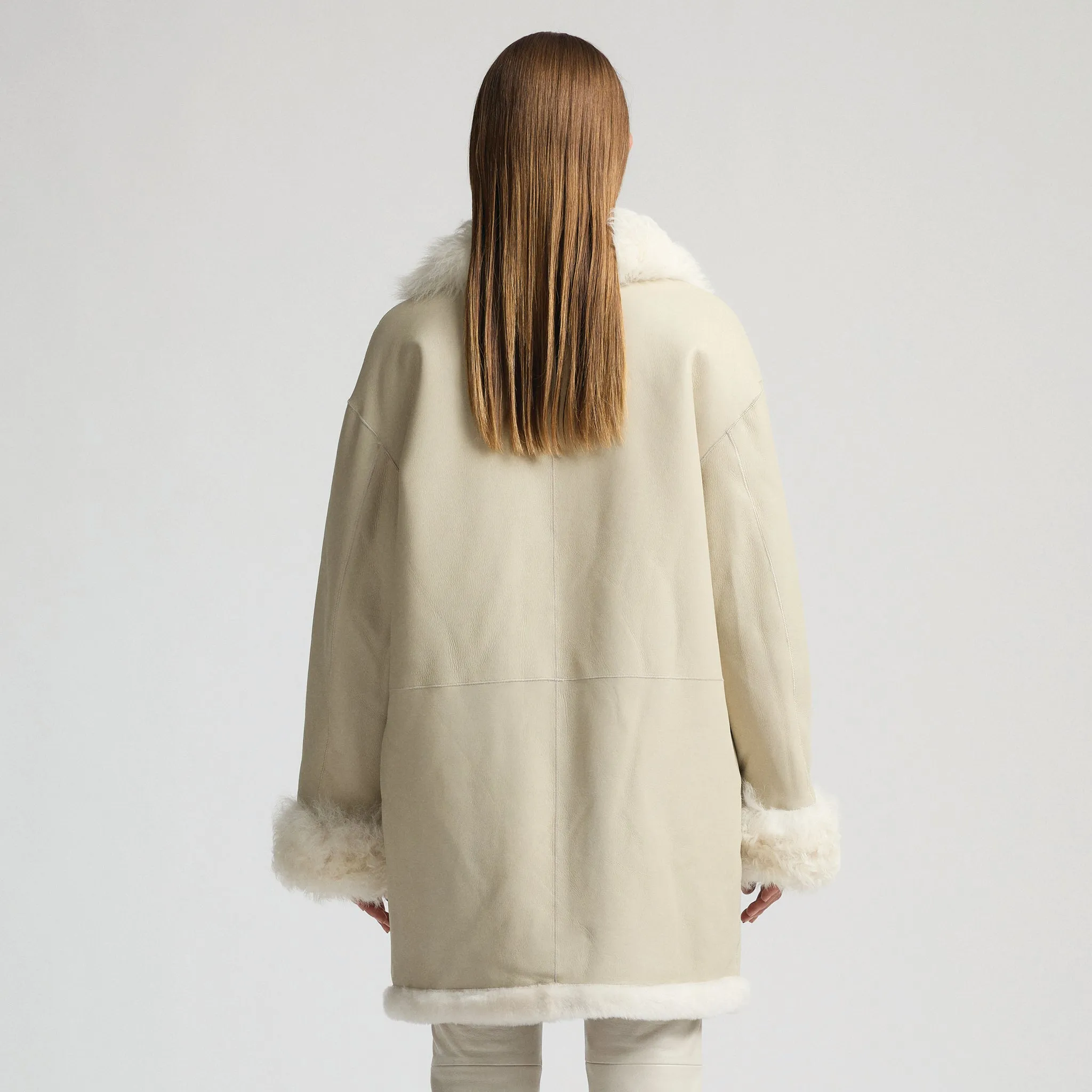 Anastasia Reversible Shearling Coat - Milk
