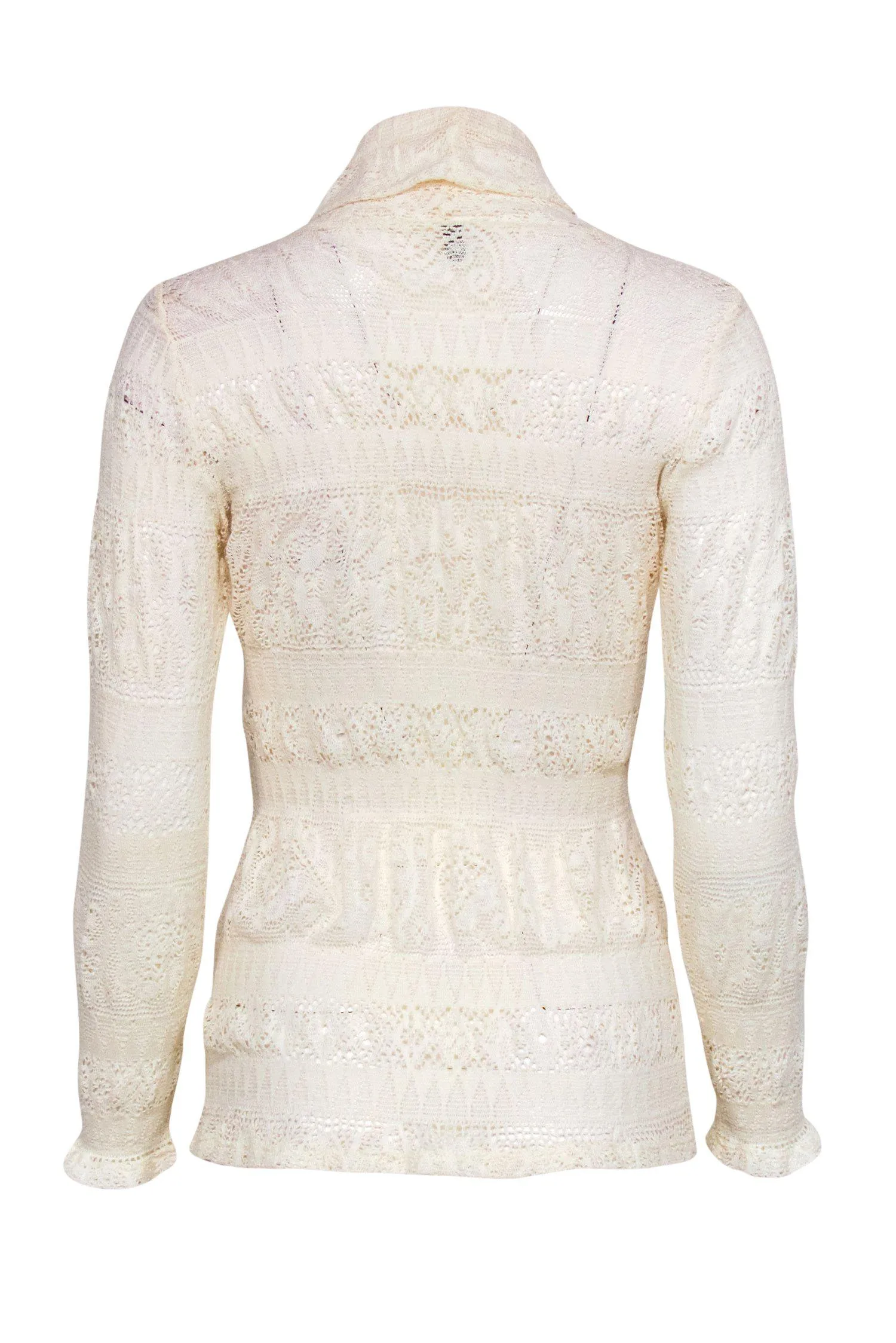 Anthropologie - Ivory Lace & Pointelle Long Sleeve Knit Turtleneck Top Sz XS