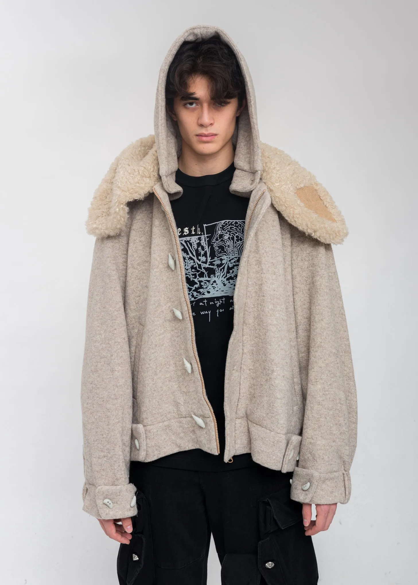 Beige Wool Oversized Jumper