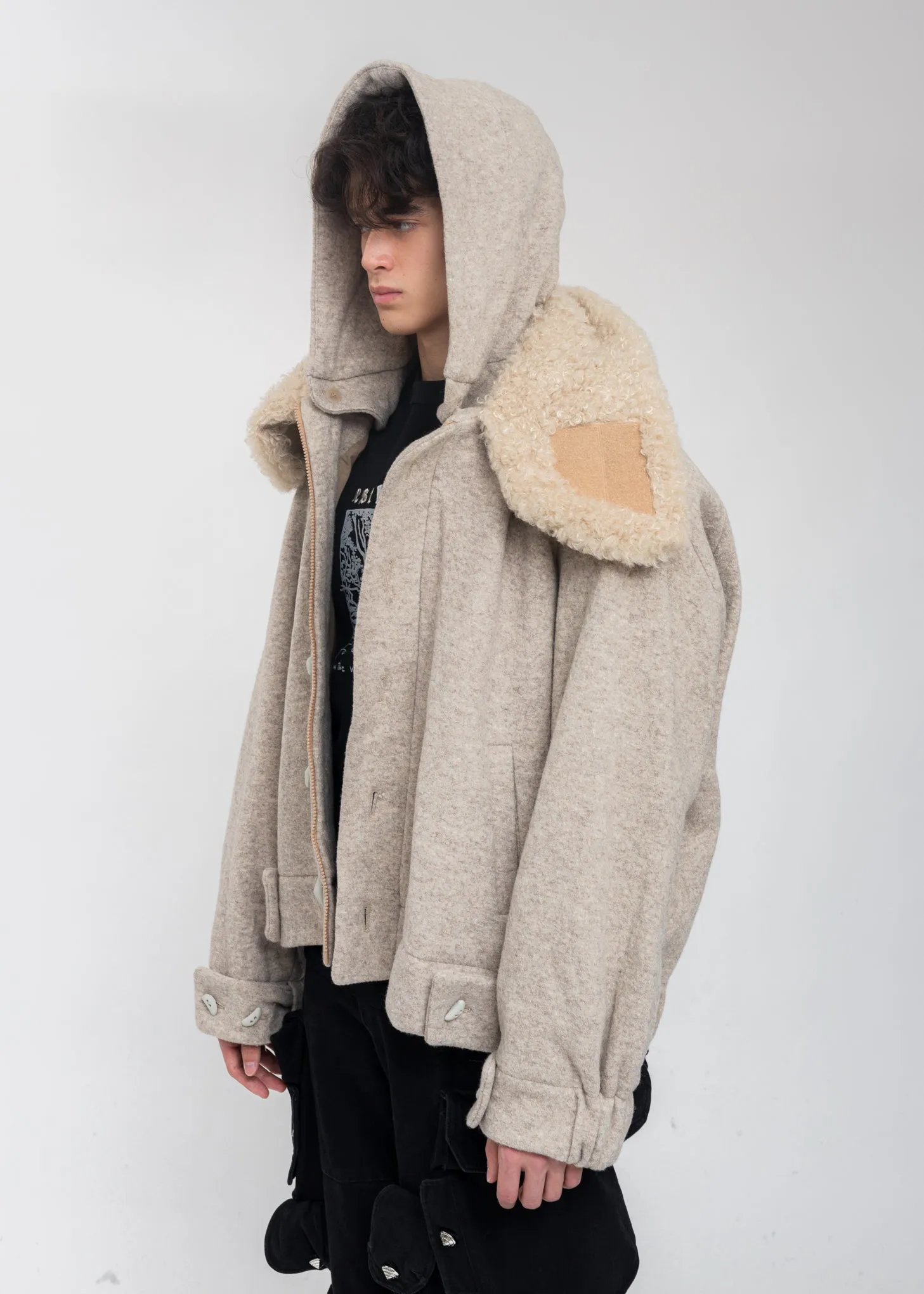 Beige Wool Oversized Jumper