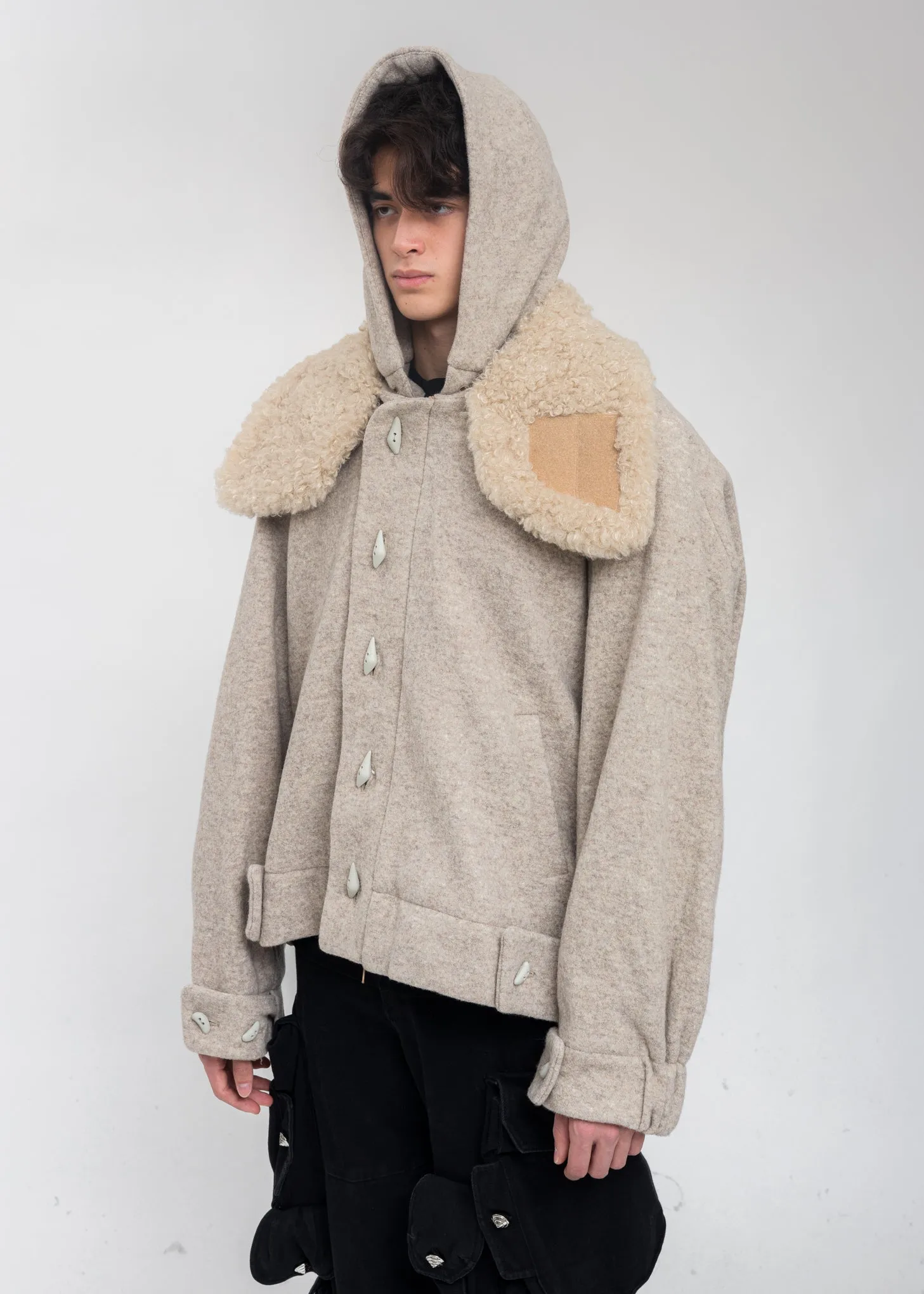 Beige Wool Oversized Jumper