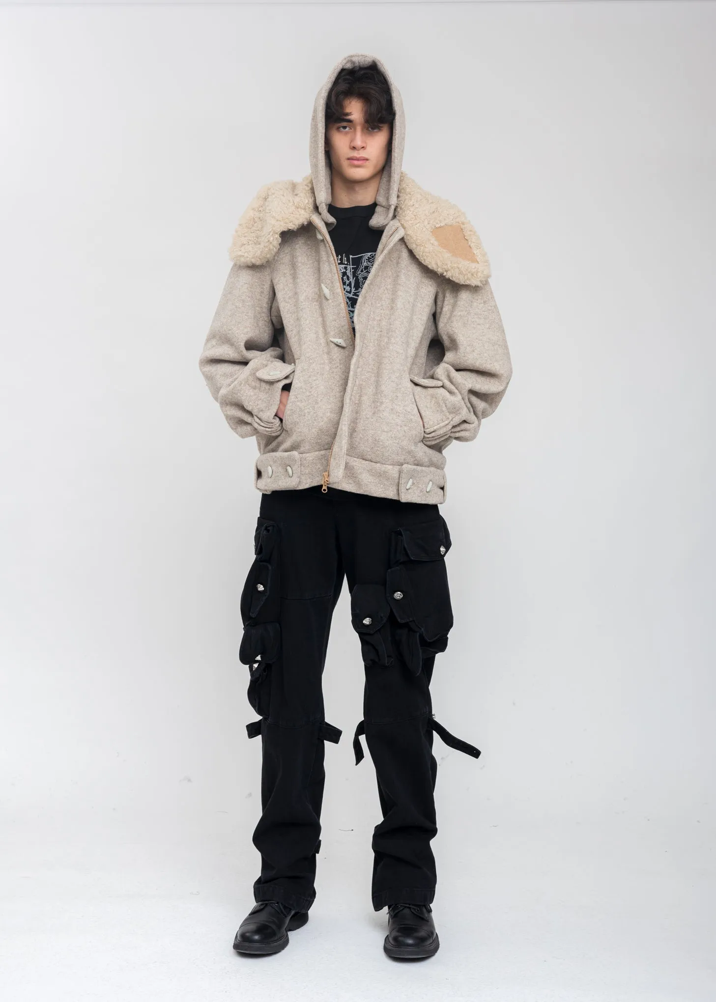 Beige Wool Oversized Jumper
