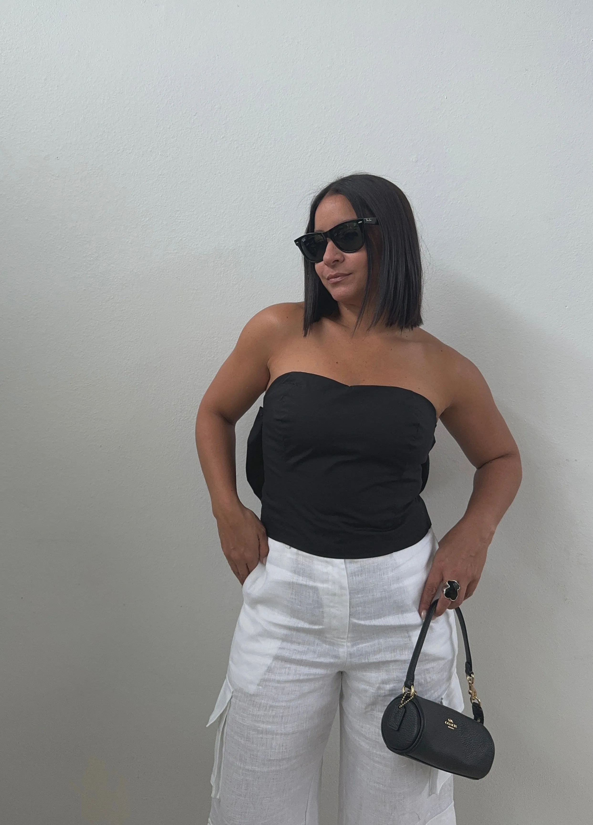 Black Bow Strapless Top