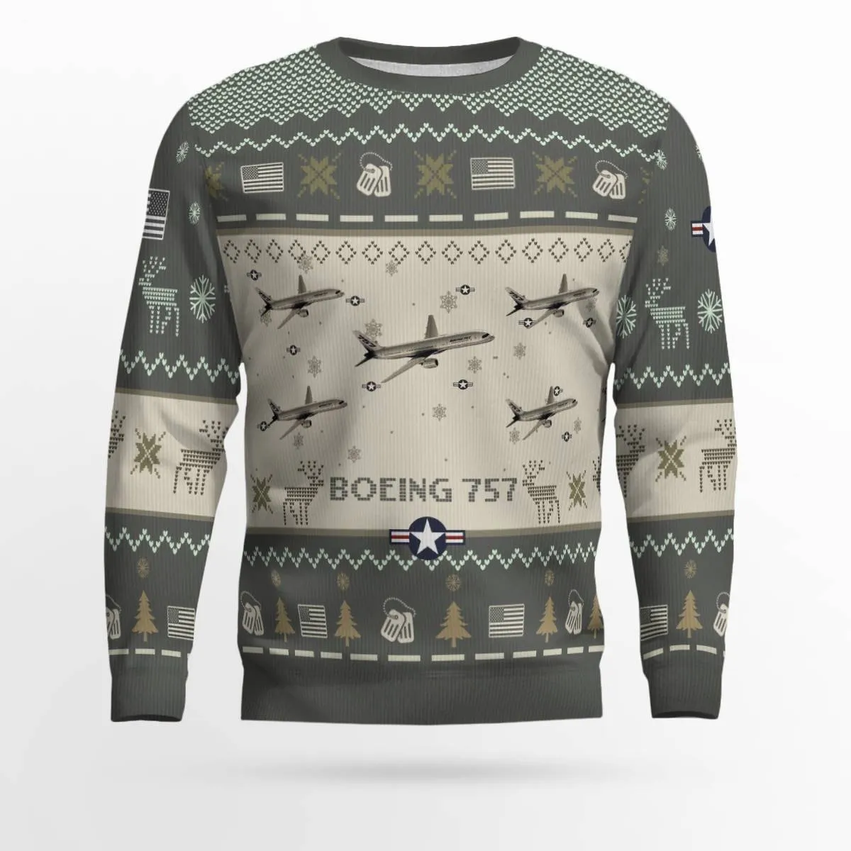 Boeing 757 Aircraft Ugly Sweater, Ugly Sweater Christmas Shirt for Men Dad Veteran