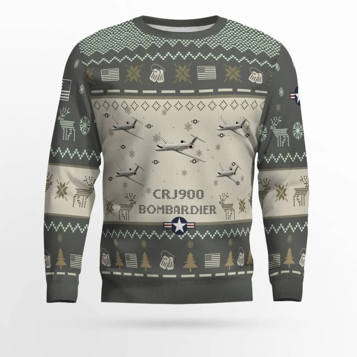 Bombardier CRJ900 Aircraft Ugly Sweater, Ugly Sweater Christmas Shirt for Men Dad Veteran