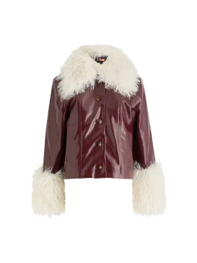 Bonnie Burgandy Faux Shearling Jacket