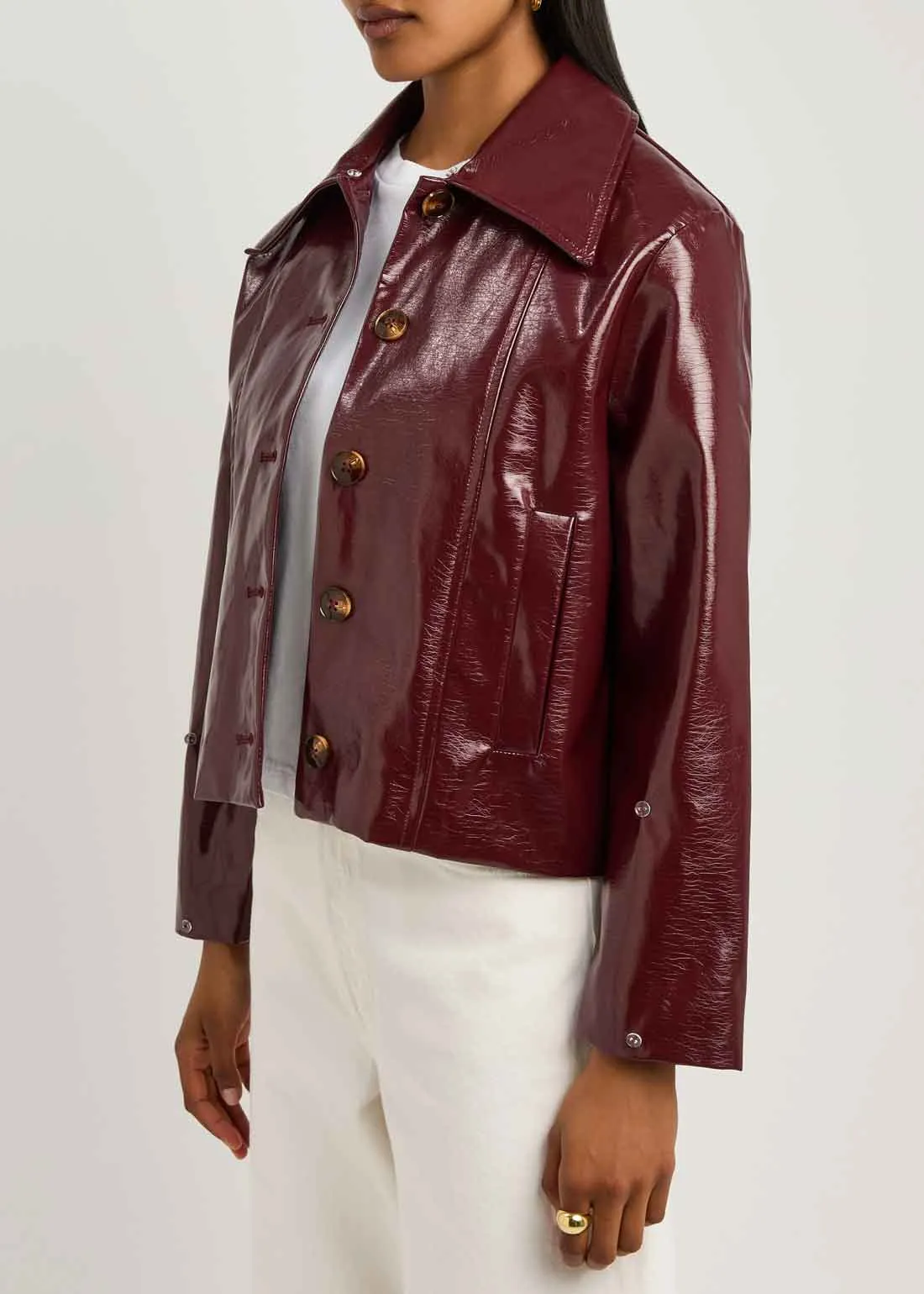 Bonnie Burgandy Faux Shearling Jacket