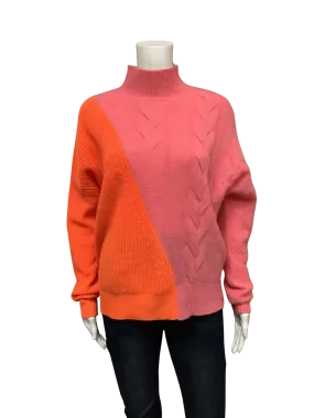 Brodie Women's Sweater Orange/Pink Sophia Colour Block Cashmere Size: S