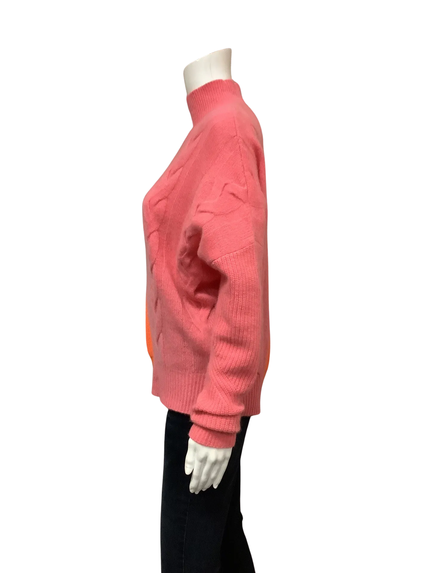 Brodie Women's Sweater Orange/Pink Sophia Colour Block Cashmere Size: S