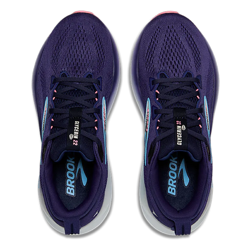 Brooks Glycerin 22 Blue Ribbon Peacoat Dianthus WIDE Women's