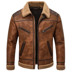 Brown Shearling Aviator Jacket - Designed with Premium Leather | El Zoro