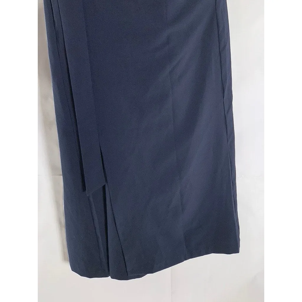 C & L COLLECTION Women's Navy Halter Sleeveless Wrap Midi Dress SZ L
