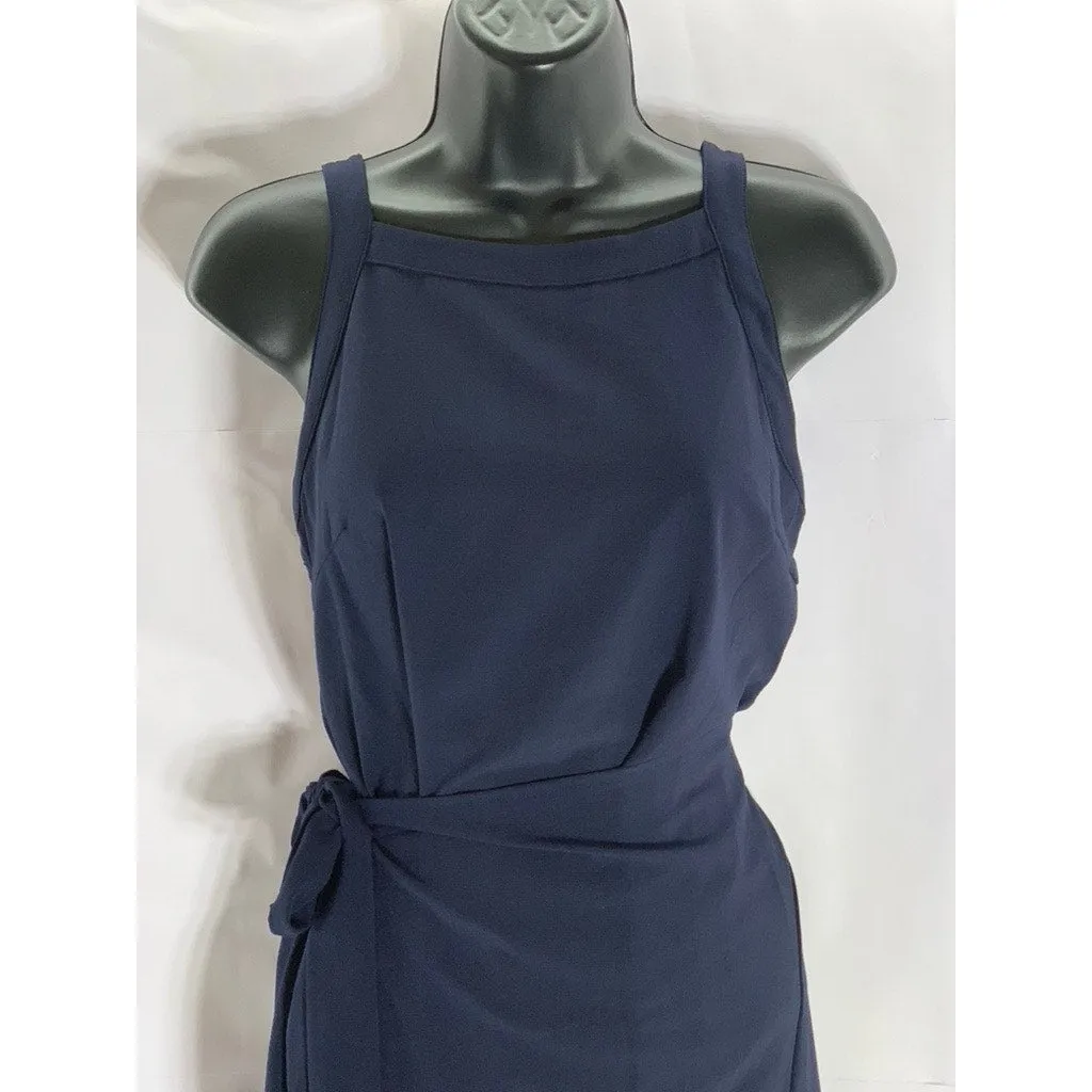 C & L COLLECTION Women's Navy Halter Sleeveless Wrap Midi Dress SZ L