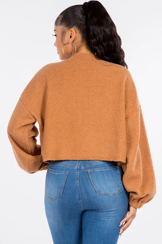 Caroline Boucle Knit Cardigan Sweater - Mocha