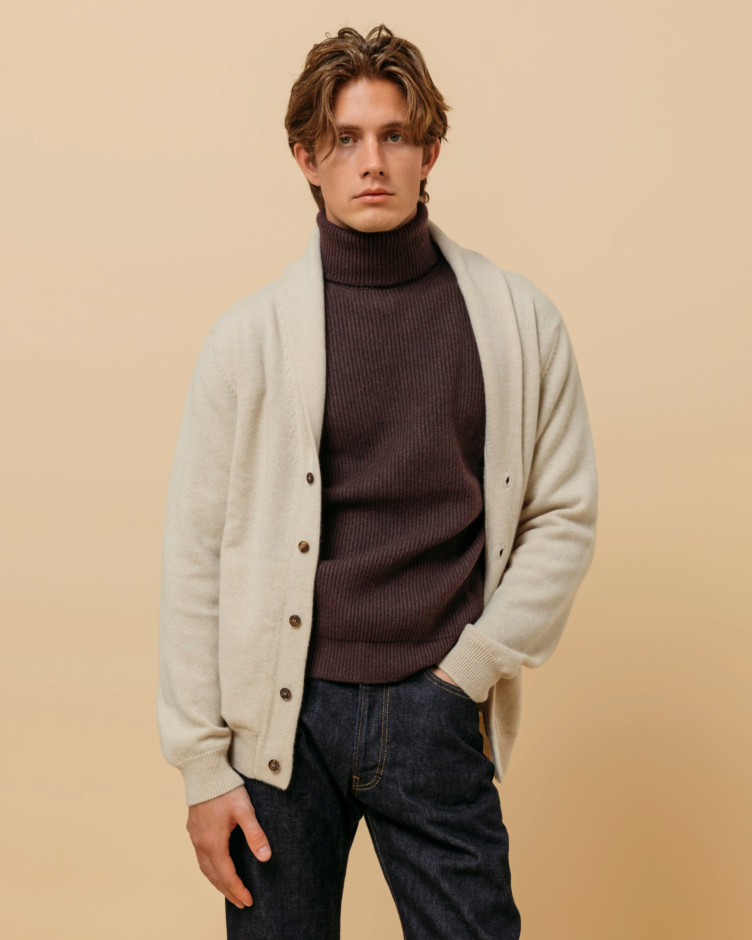 Cashmere ribbed submariner rollneck in merlot