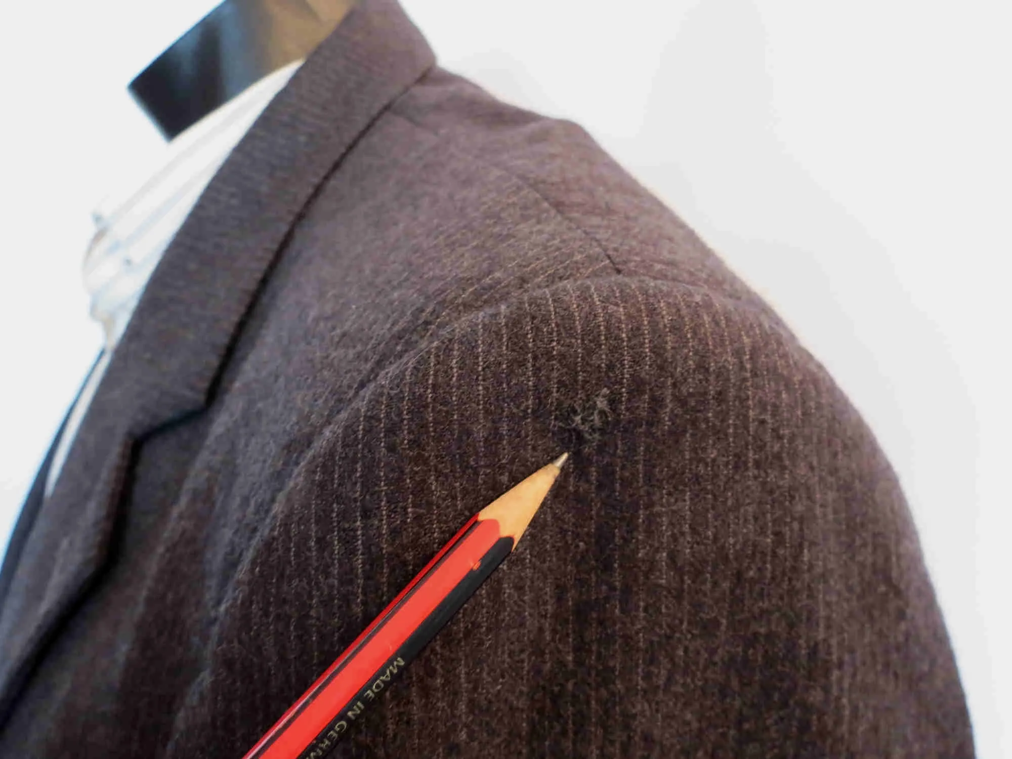 Charcoal Grey Pinstriped Wool Jacket by Tres Bon - Chest 107 cm