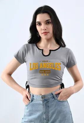 Chic Grey Typography Crop Top
