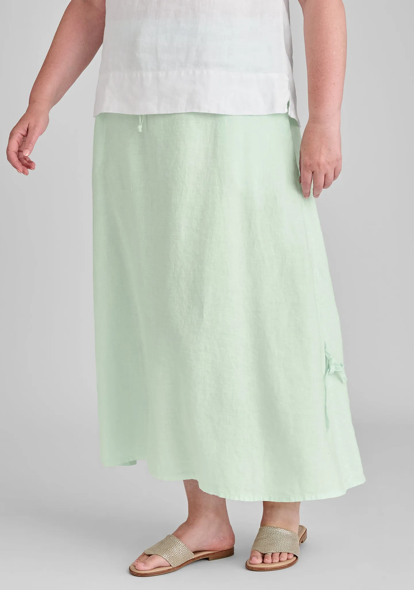 Cinched Skirt - Linen Maxi Skirt