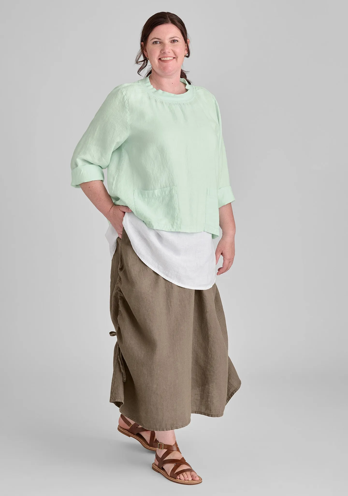 Cinched Skirt - Linen Maxi Skirt