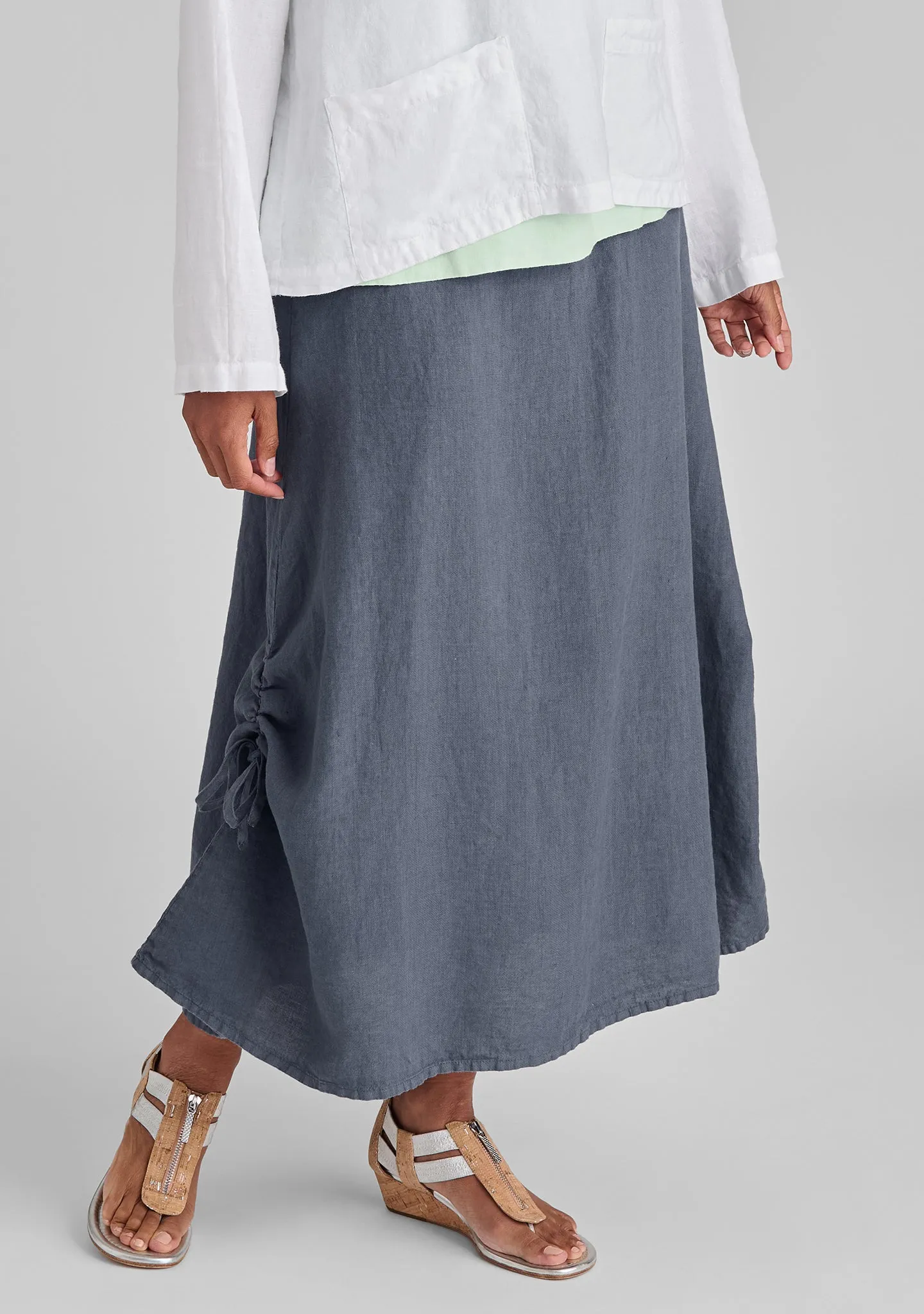Cinched Skirt - Linen Maxi Skirt