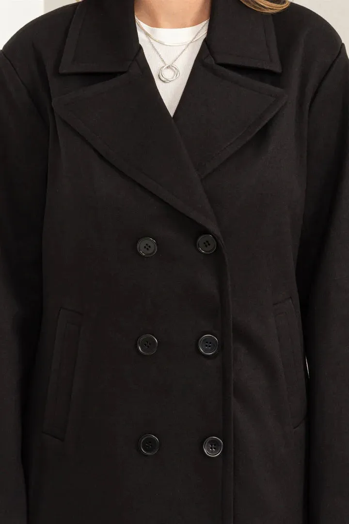 Clara Double Breasted Peacoat In Black