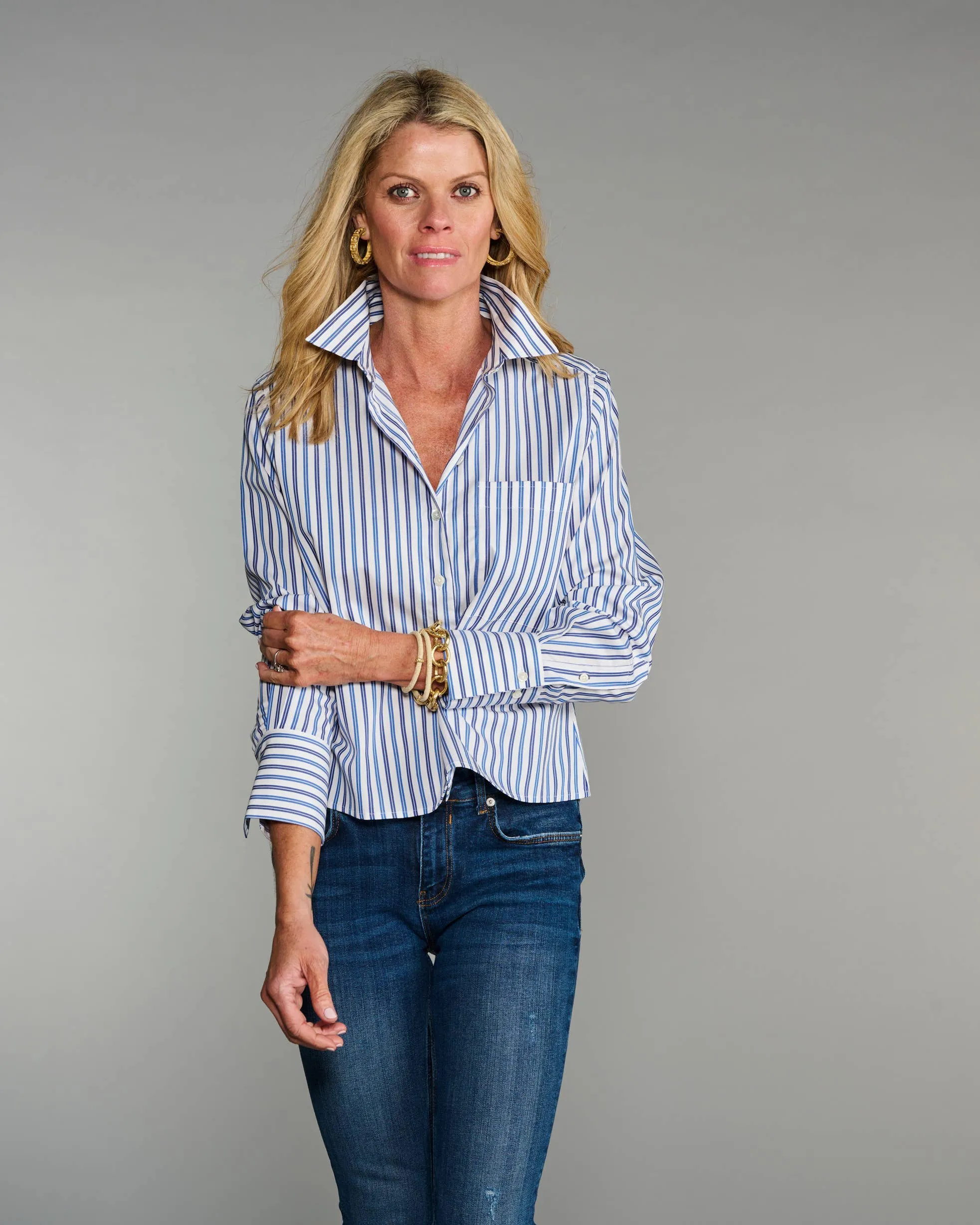 Claridge   King - The Crop in Blue on Blue Stripe: Blue / S