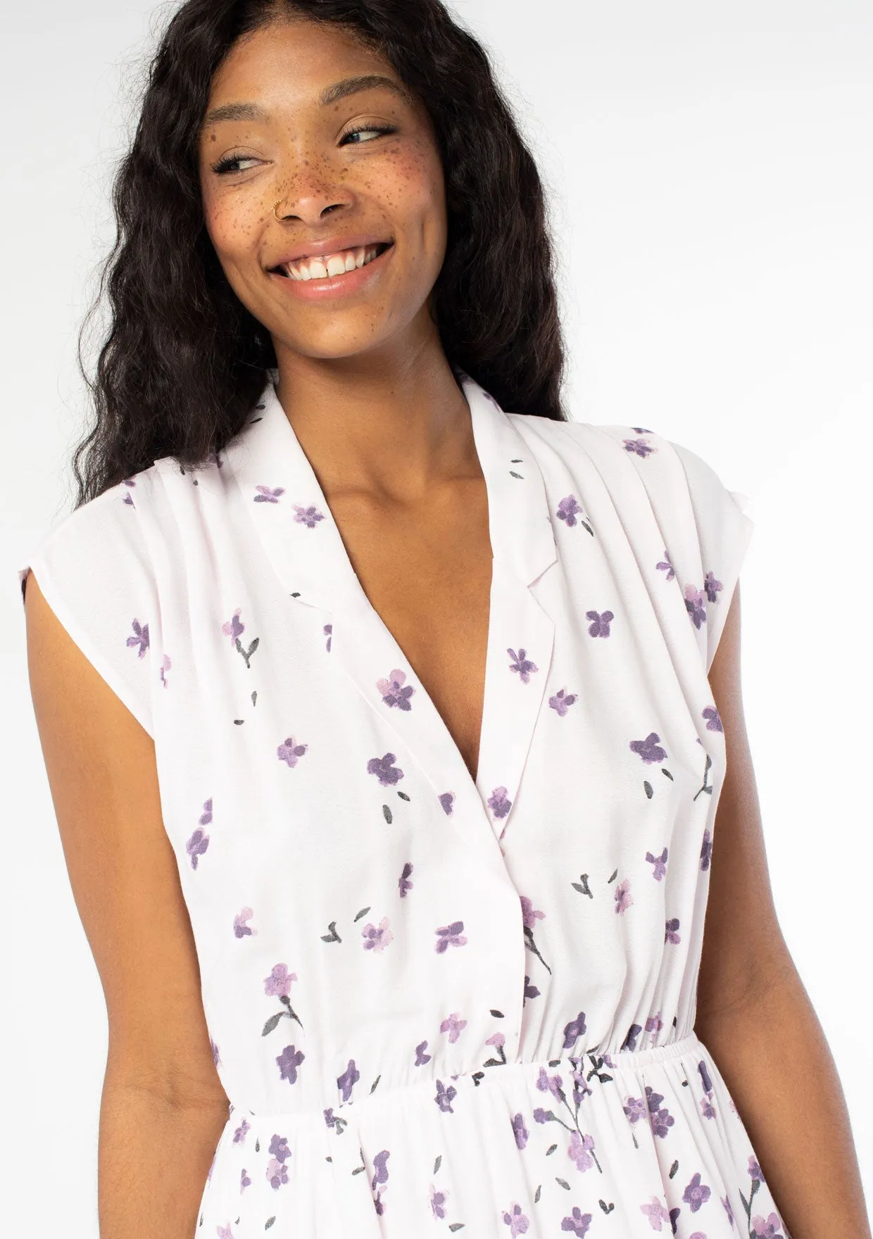 Collared Retro Floral Midi Dress