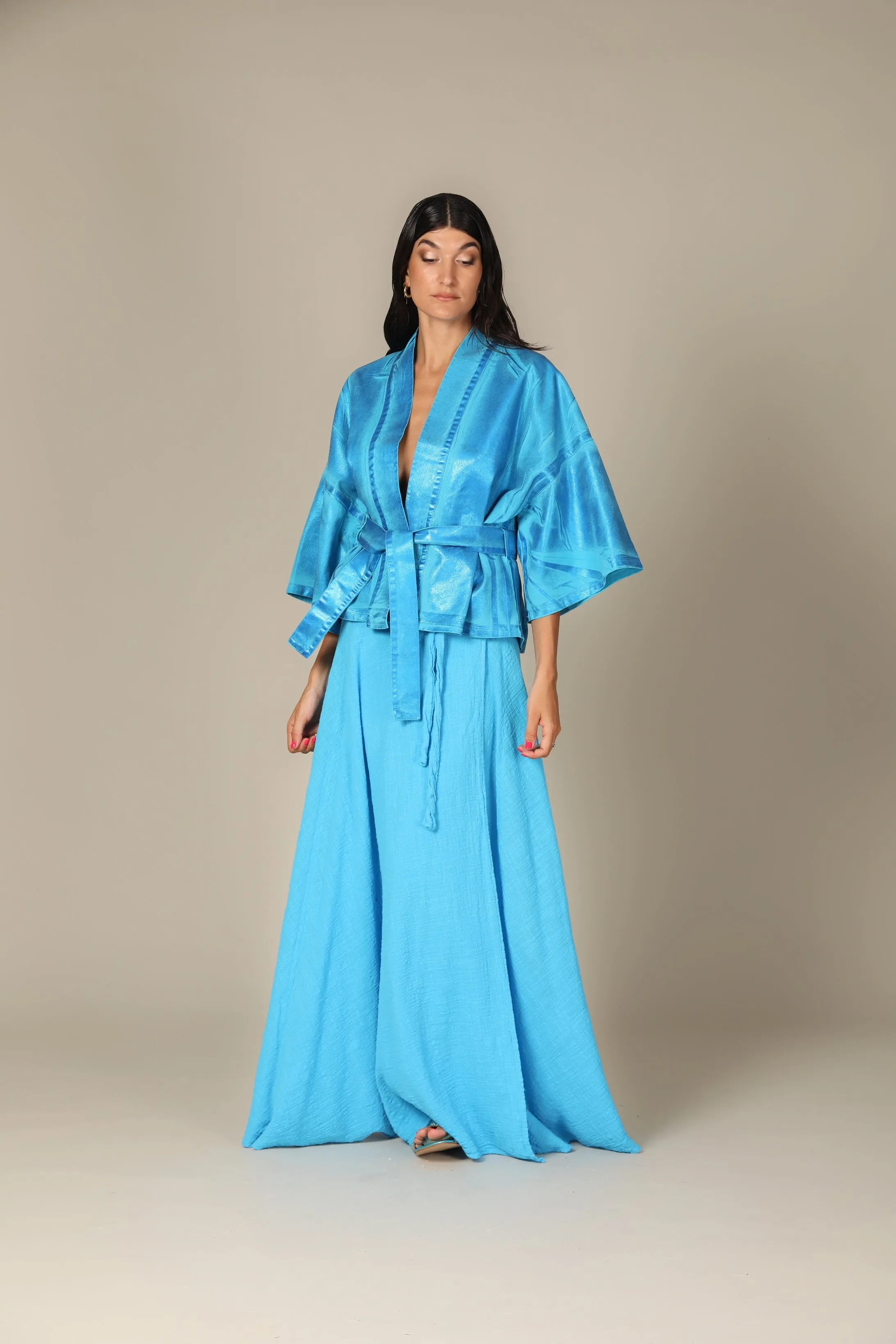 Colour Block Gauze Maxi Skirt