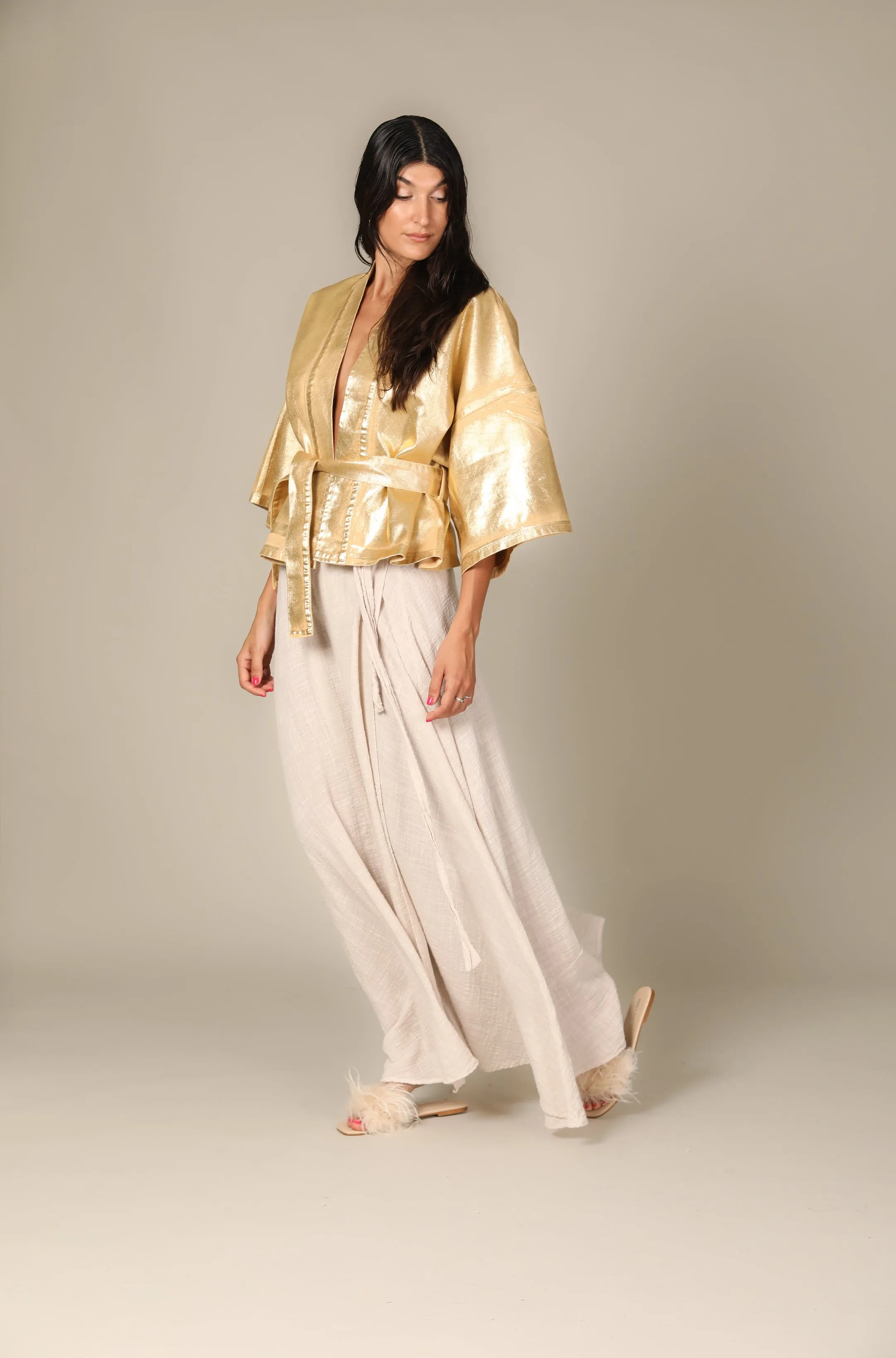 Colour Block Gauze Maxi Skirt