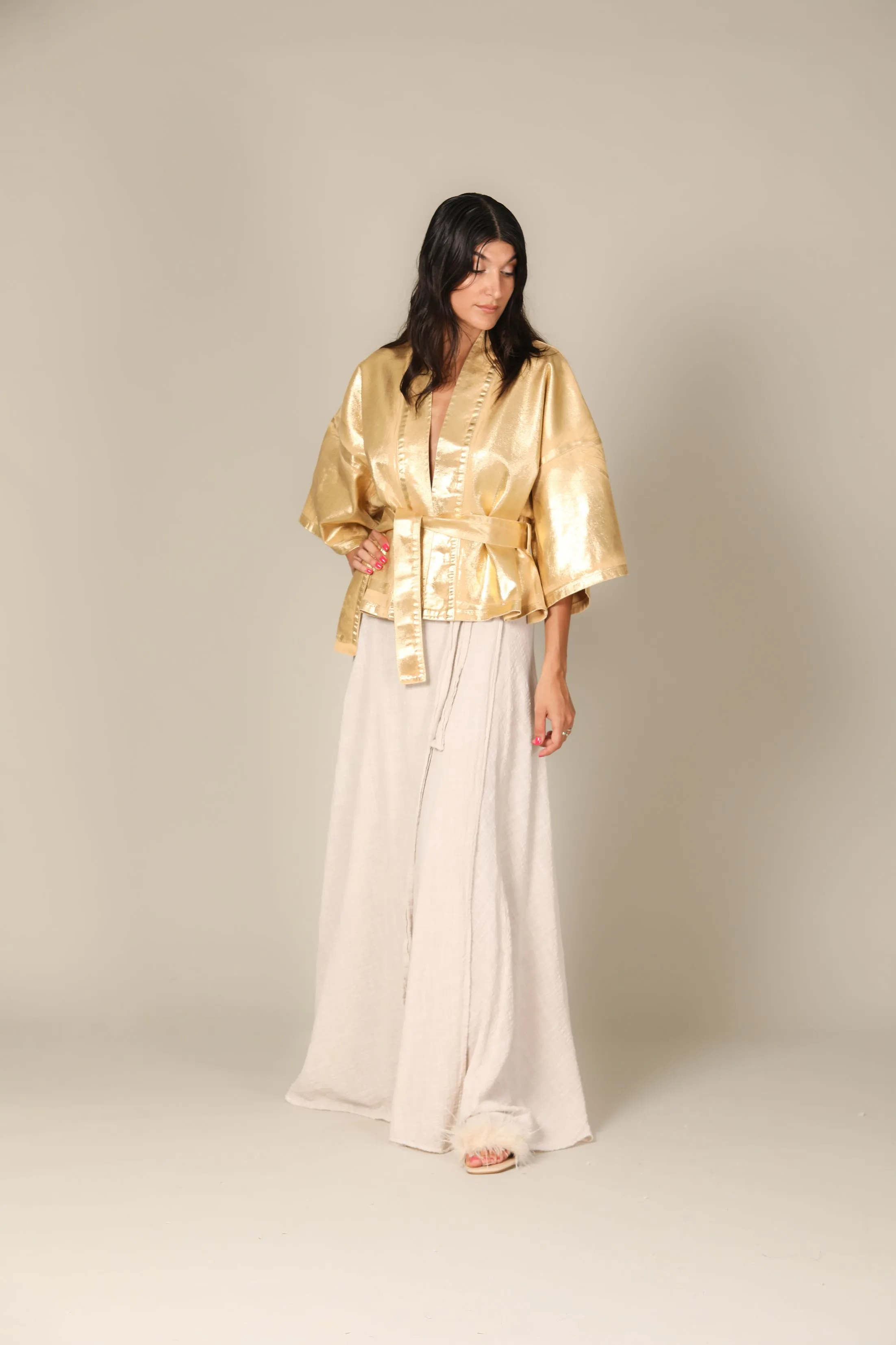 Colour Block Gauze Maxi Skirt
