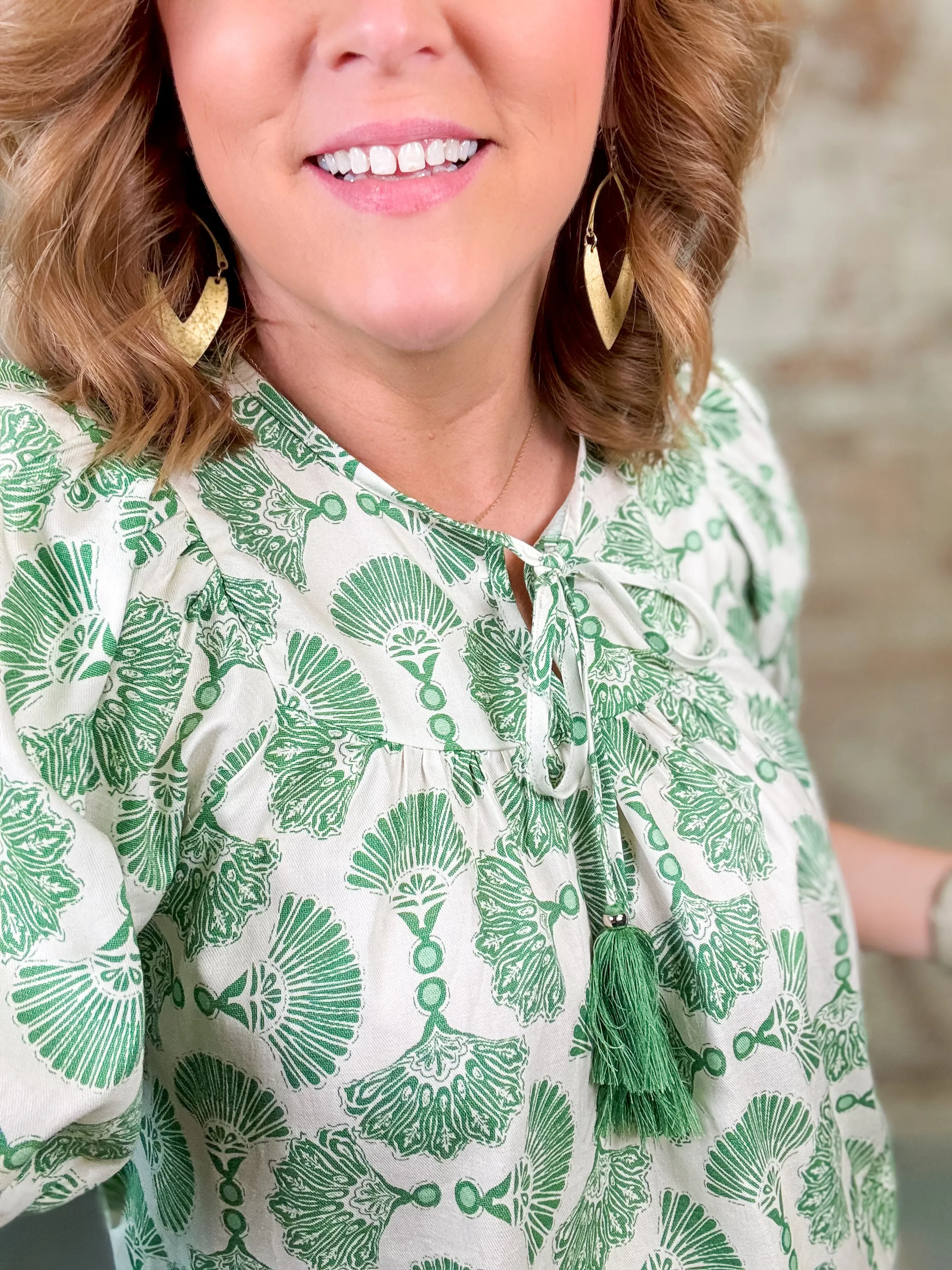 Corinth Green Print Top