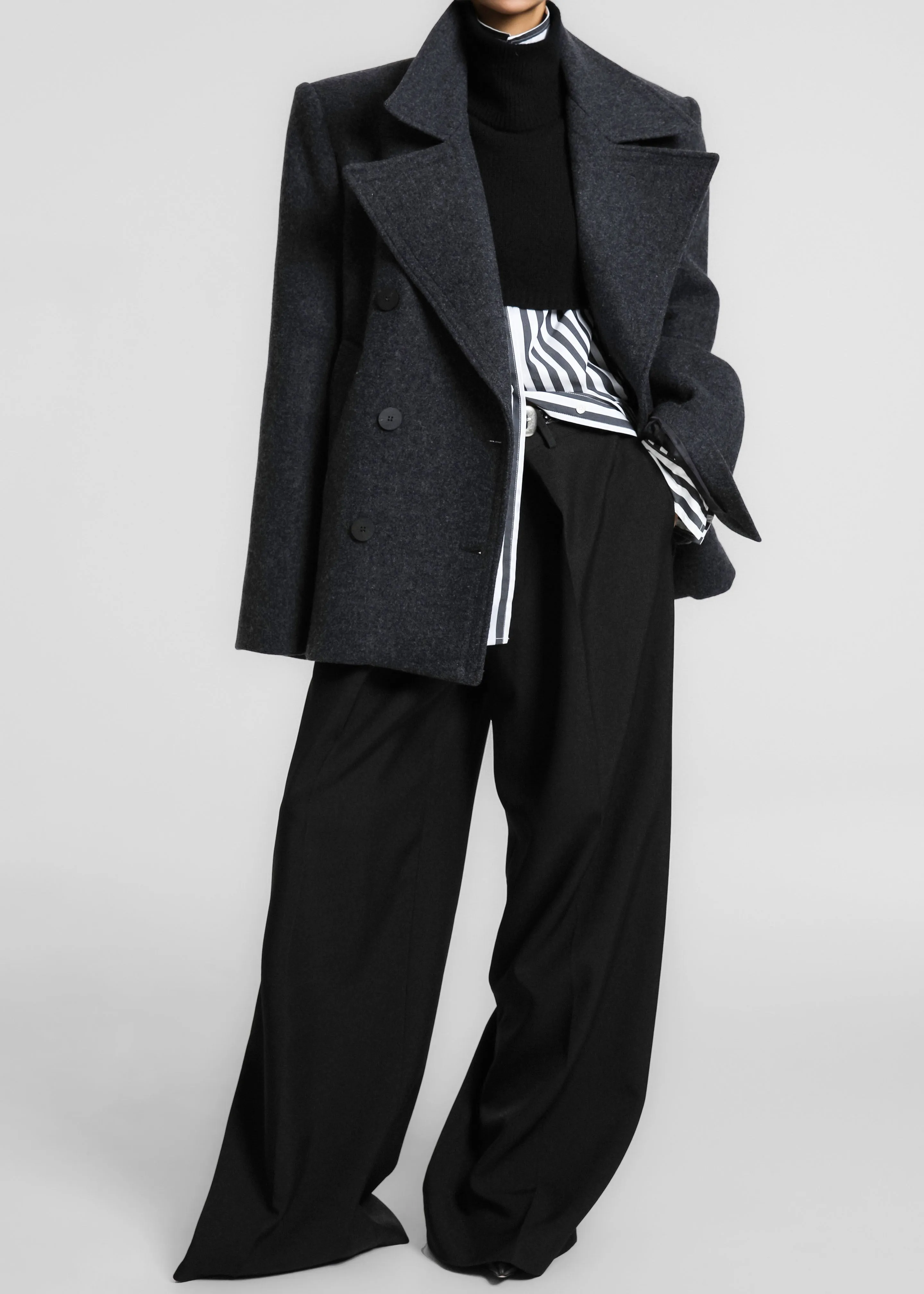 Creston Wool Peacoat - Charcoal