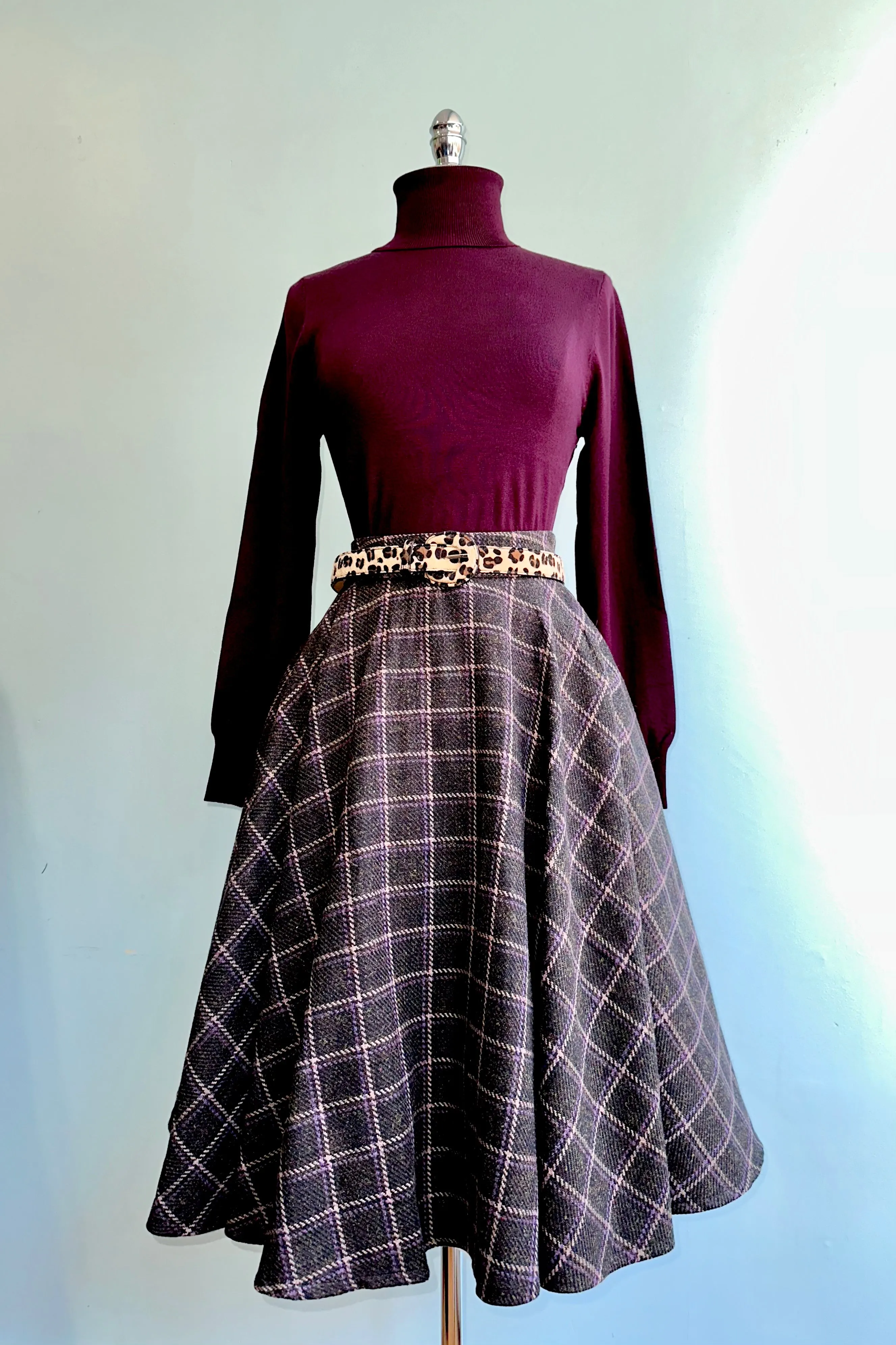 Dark Purple Long Sleeve Turtleneck Sweater