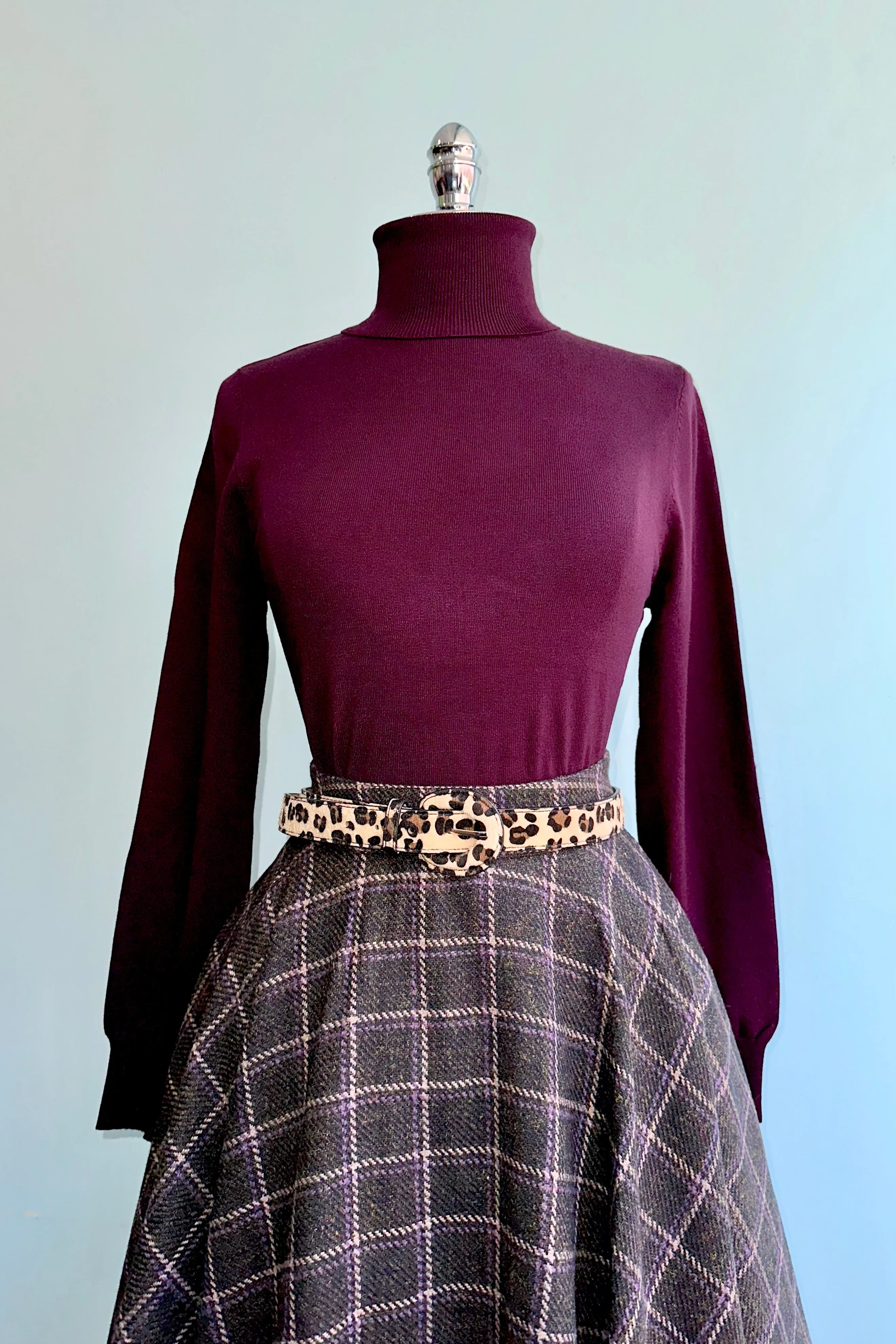 Dark Purple Long Sleeve Turtleneck Sweater