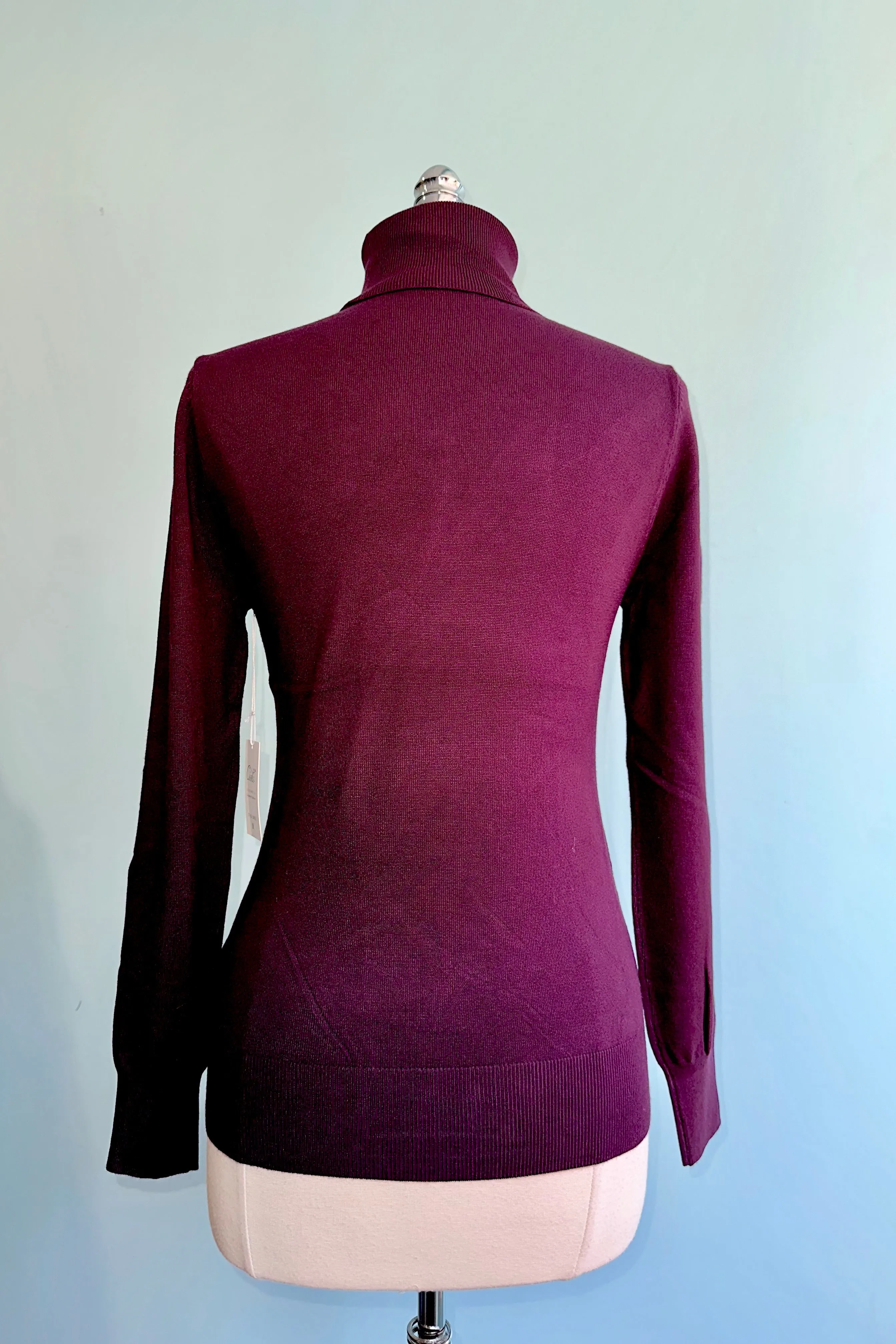 Dark Purple Long Sleeve Turtleneck Sweater