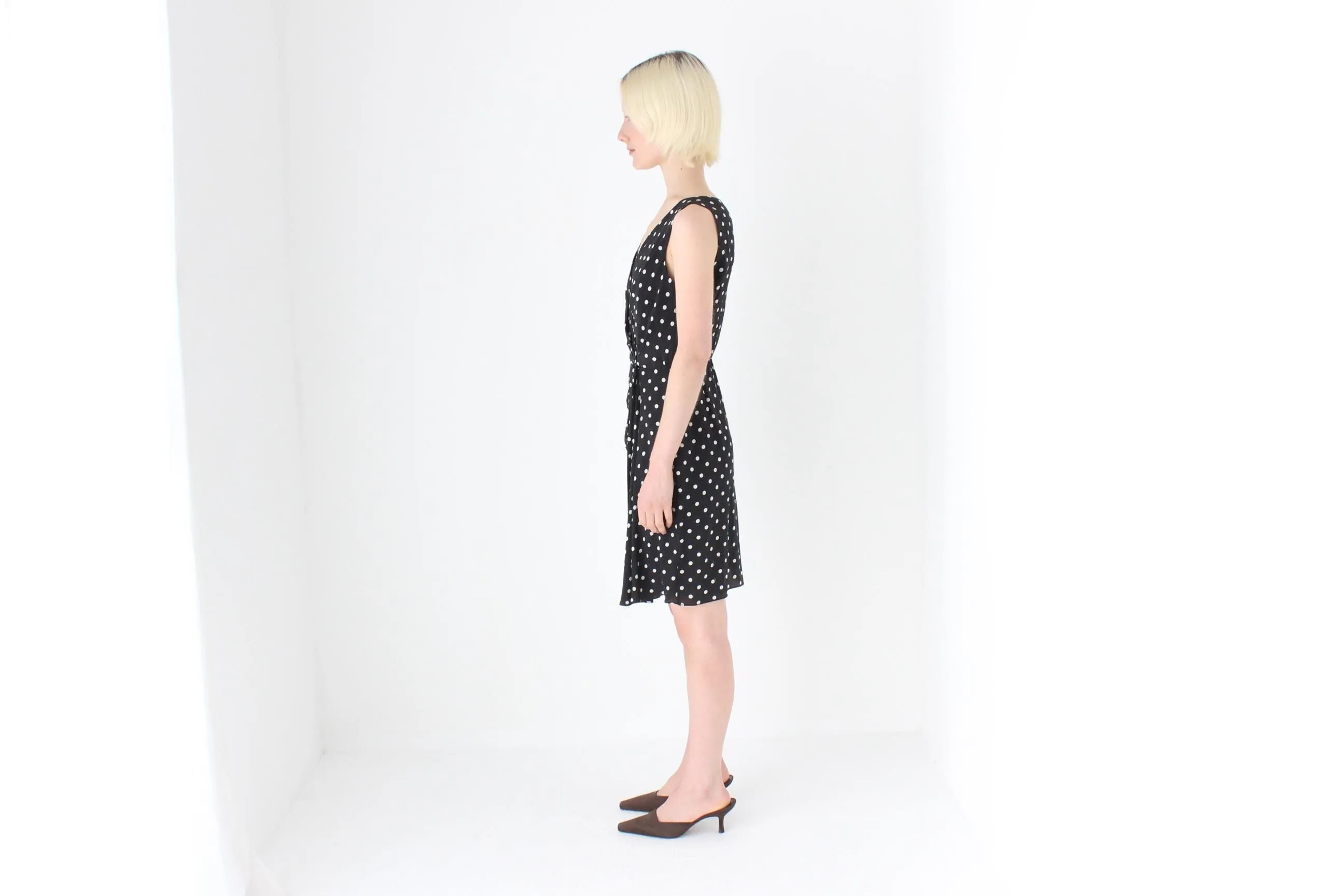 Demure 90s MOSCHINO COUTURE Pure Silk Polkadot Mini