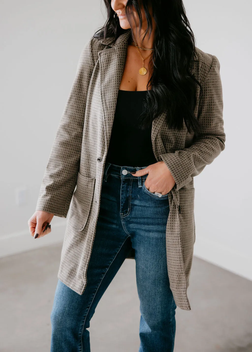 Desi Houndstooth Peacoat
