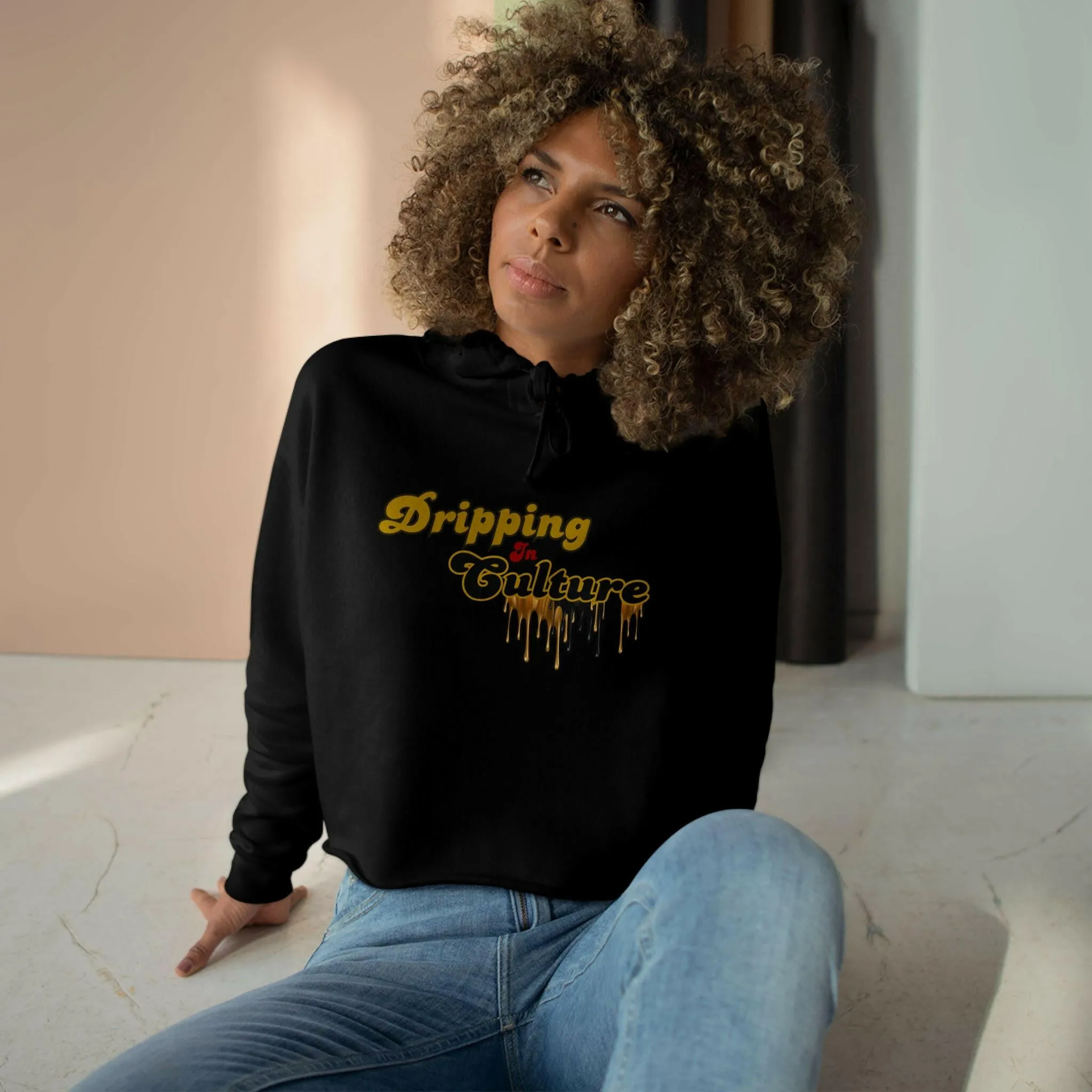'Dripping in Culture' Crop Hoodie