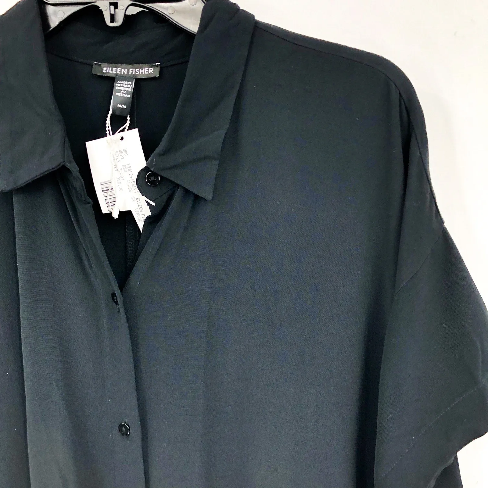 EILEEN FISHER Womens Jumpsuit Medium Black Short Sleeve Wide-Leg Crepe NWOT