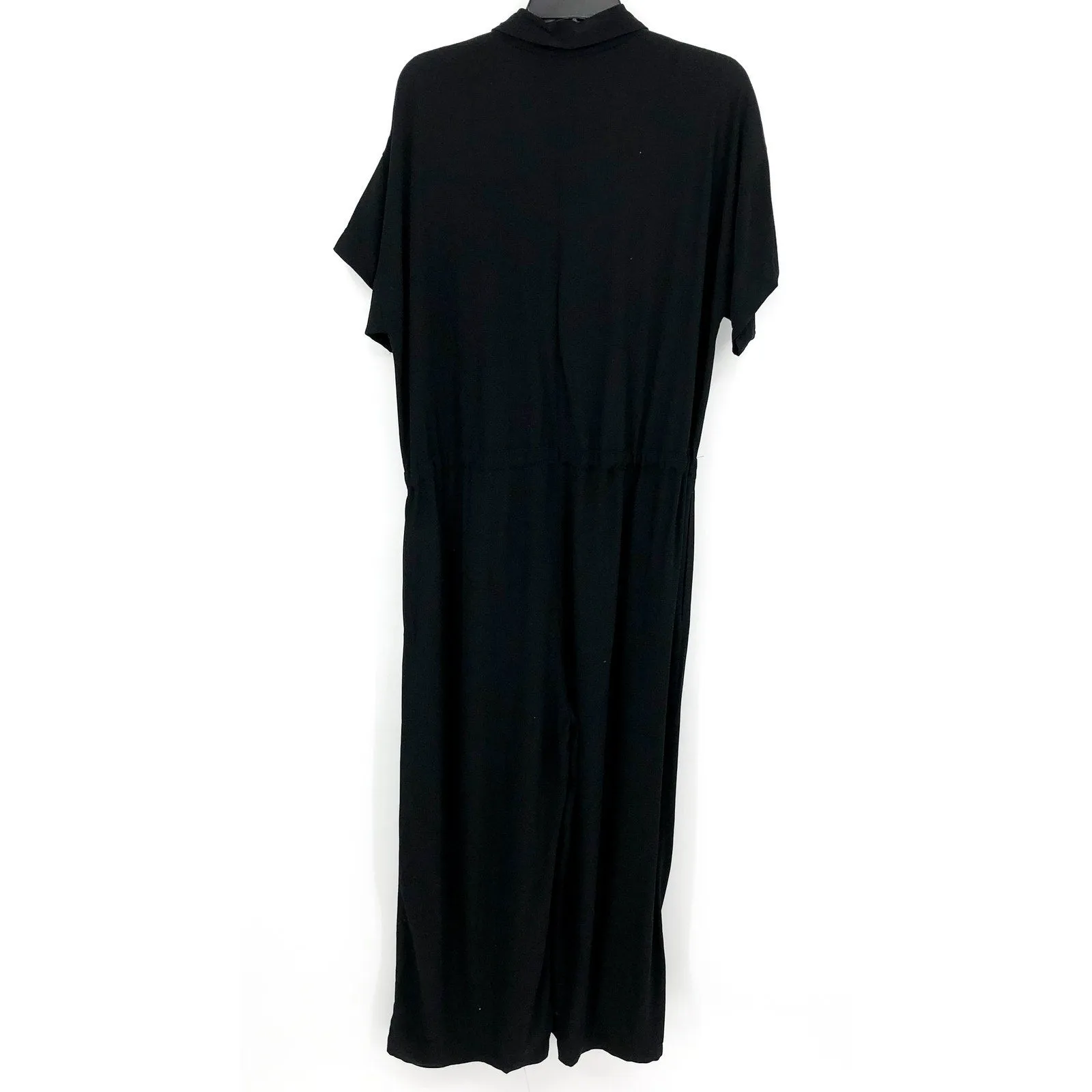 EILEEN FISHER Womens Jumpsuit Medium Black Short Sleeve Wide-Leg Crepe NWOT