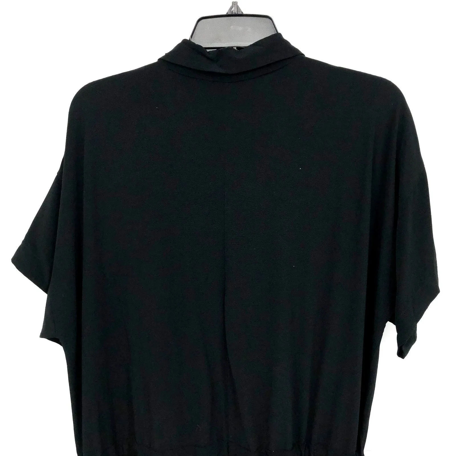 EILEEN FISHER Womens Jumpsuit Medium Black Short Sleeve Wide-Leg Crepe NWOT