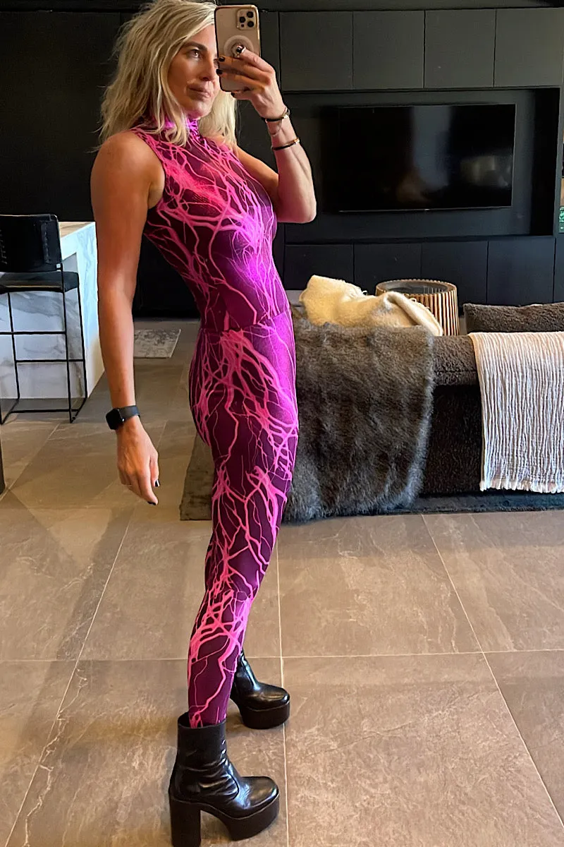 Electric Pink Lightning Catsuit